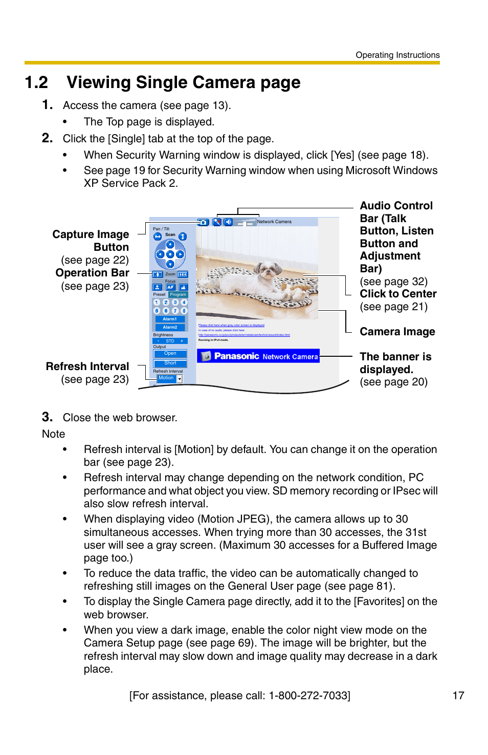 2 viewing single camera page | Panasonic BB-HCM381A User Manual | Page 17 / 160