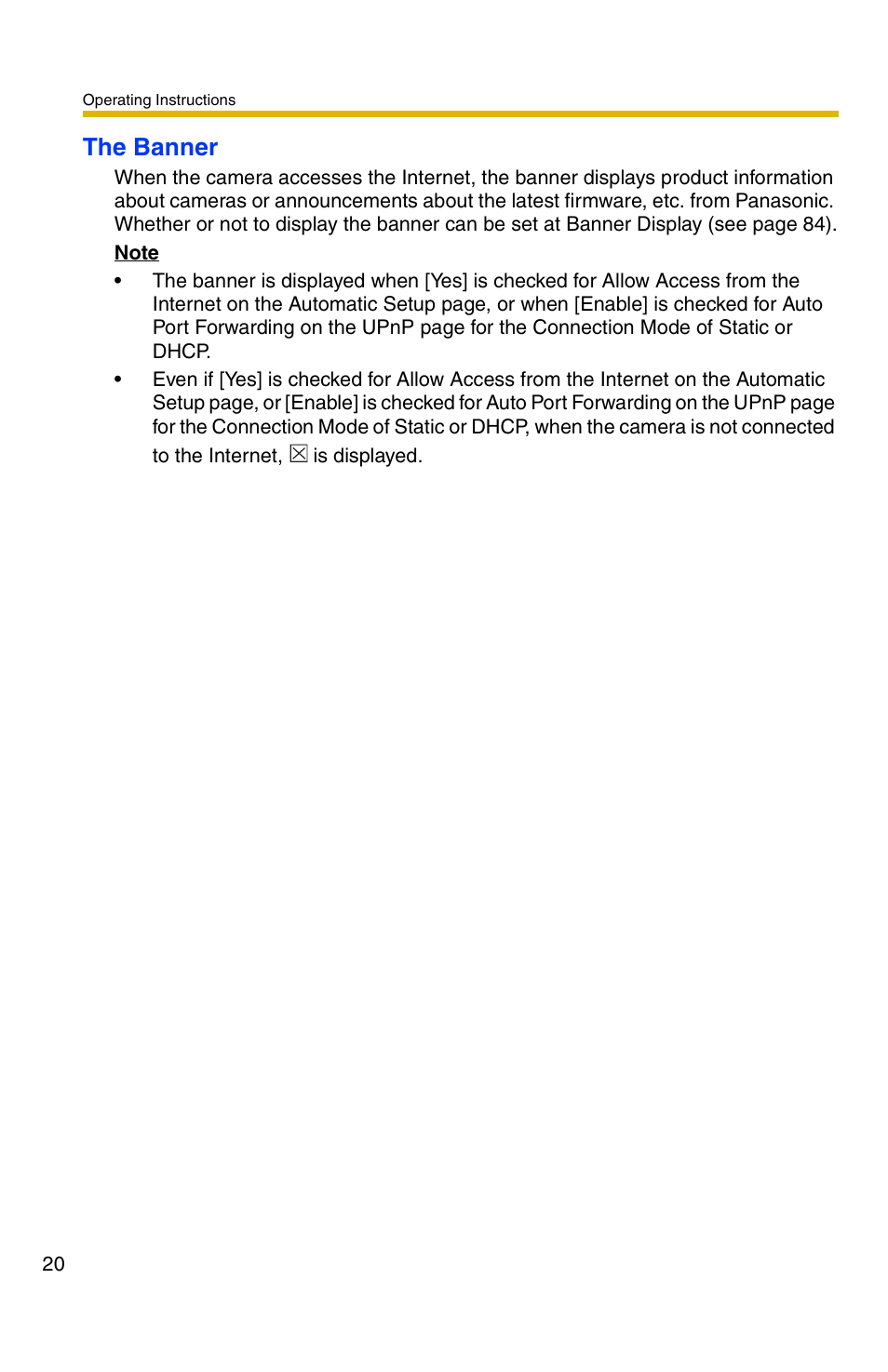 E 20, The banner | Panasonic BB-HCM381A User Manual | Page 20 / 160