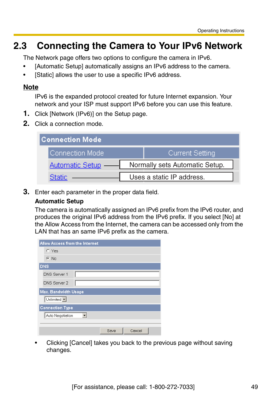 3 connecting the camera to your ipv6 network, Ge 49) | Panasonic BB-HCM381A User Manual | Page 49 / 160