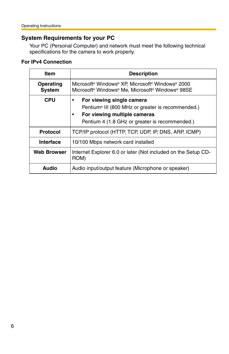 System requirements for your pc | Panasonic BB-HCM381A User Manual | Page 6 / 160