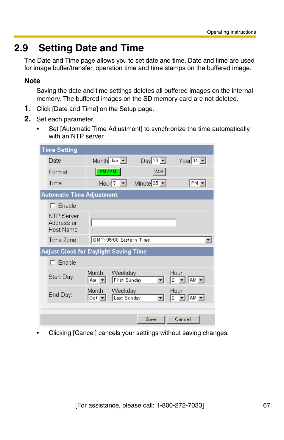 9 setting date and time | Panasonic BB-HCM381A User Manual | Page 67 / 160