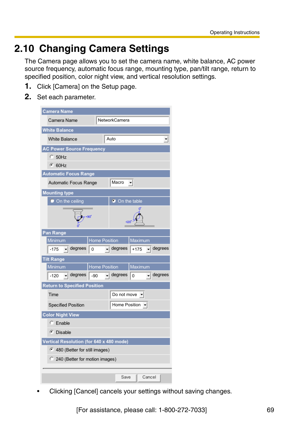 10 changing camera settings | Panasonic BB-HCM381A User Manual | Page 69 / 160