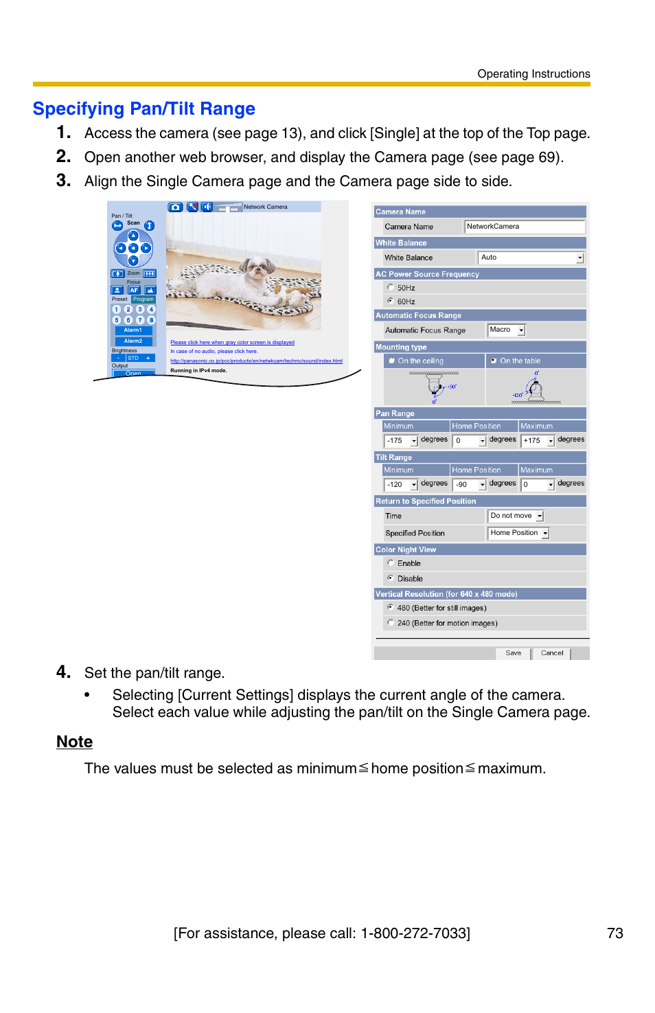 Specifying pan/tilt range 1 | Panasonic BB-HCM381A User Manual | Page 73 / 160