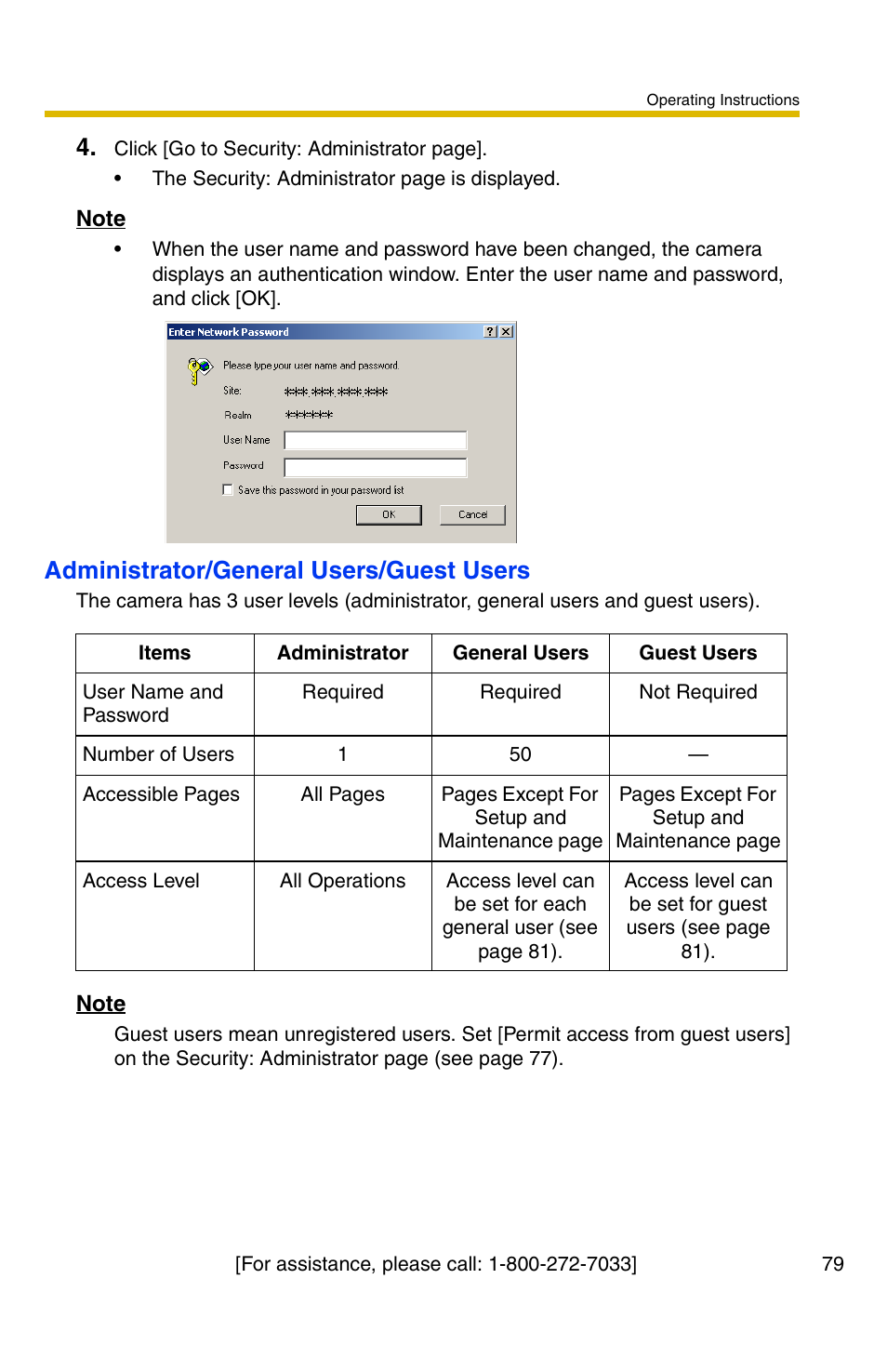 Administrator/general users/guest users | Panasonic BB-HCM381A User Manual | Page 79 / 160