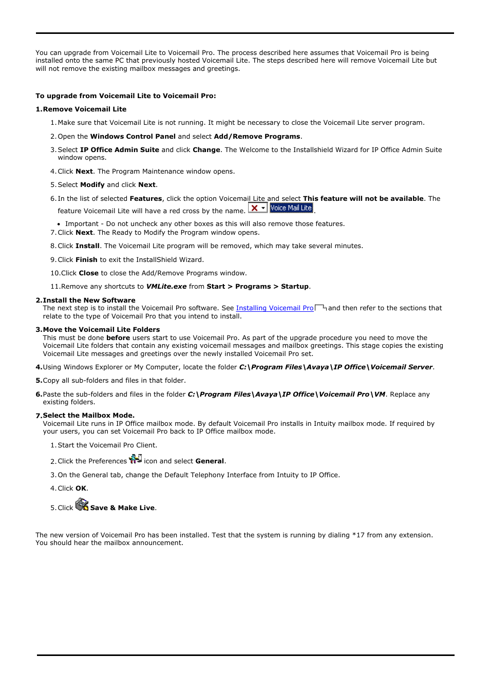 Upgrade to voicemail pro, 3 upgrade to voicemail pro, Upgrading from voicemail lite | Avaya IP Office User Manual | Page 30 / 138