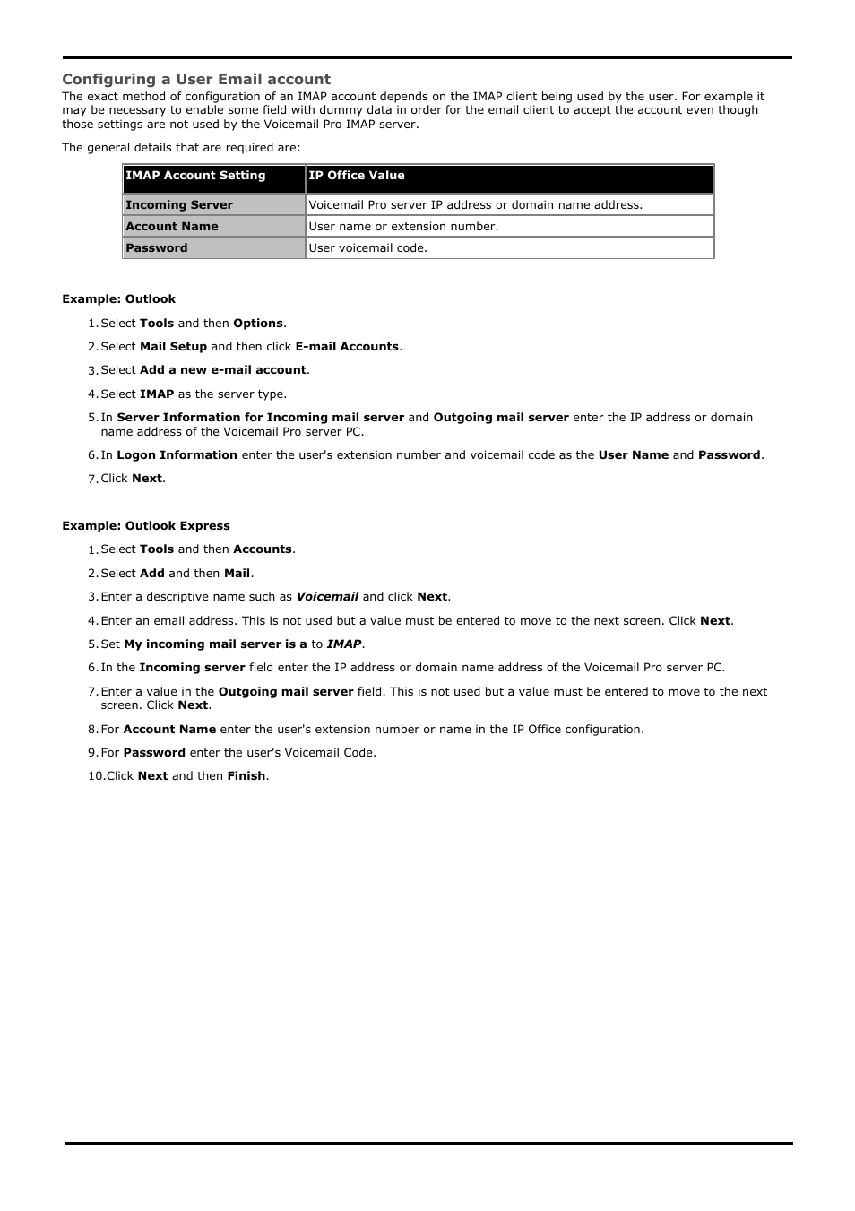 Configuring a user email account | Avaya IP Office User Manual | Page 34 / 138