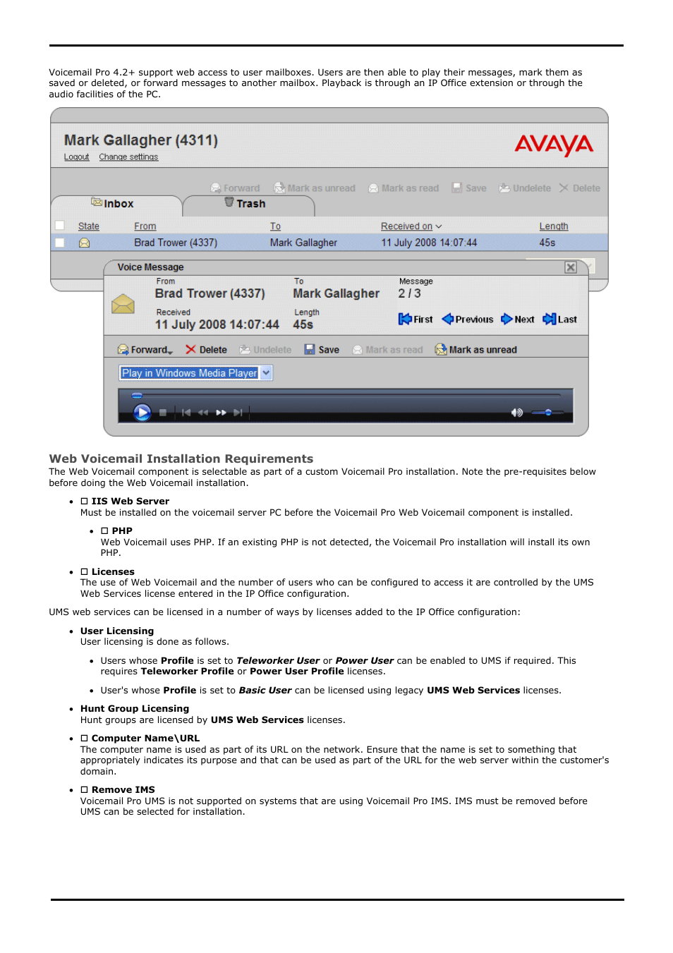 Web voicemail installation, 2 web voicemail installation | Avaya IP Office User Manual | Page 35 / 138