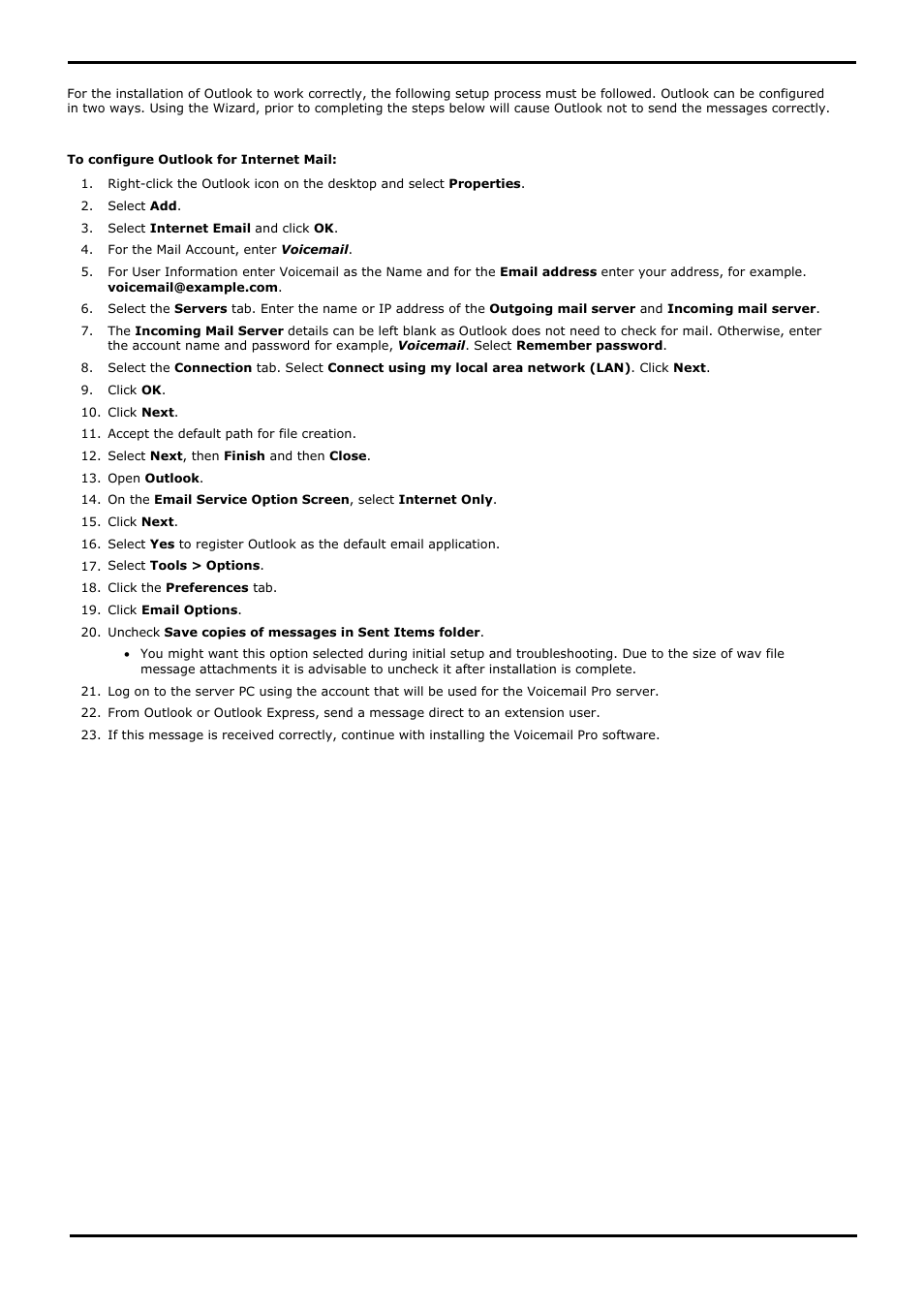 Configuring outlook for internet mail, Configure outlook for internet mail | Avaya IP Office User Manual | Page 56 / 138