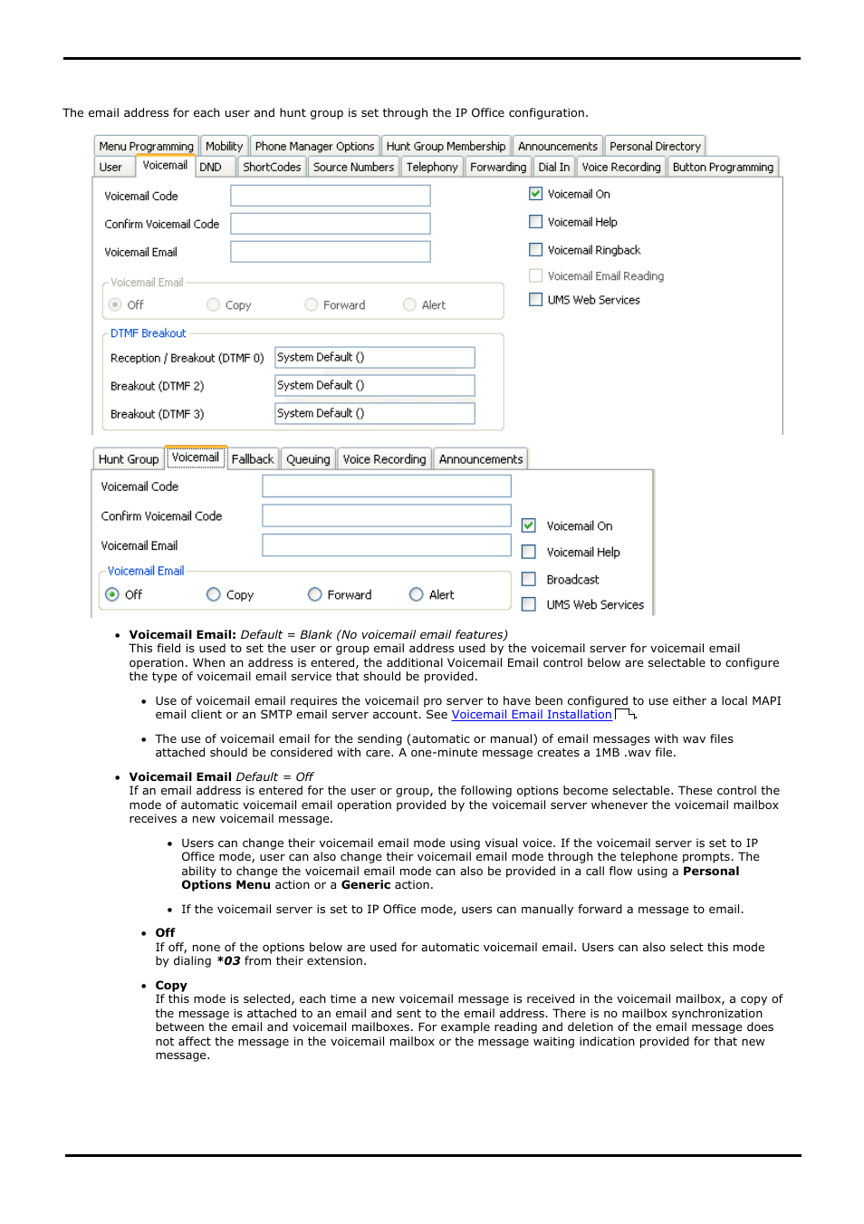 Voicemail email operation, User and group configuration, 3 voicemail email operation | Avaya IP Office User Manual | Page 60 / 138