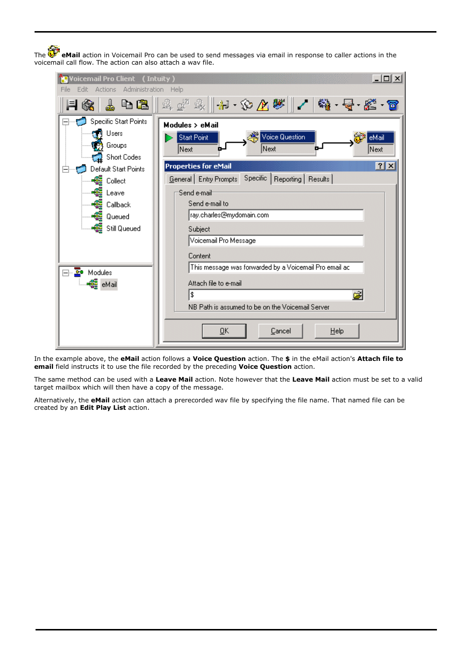 The voicemail pro email action | Avaya IP Office User Manual | Page 62 / 138