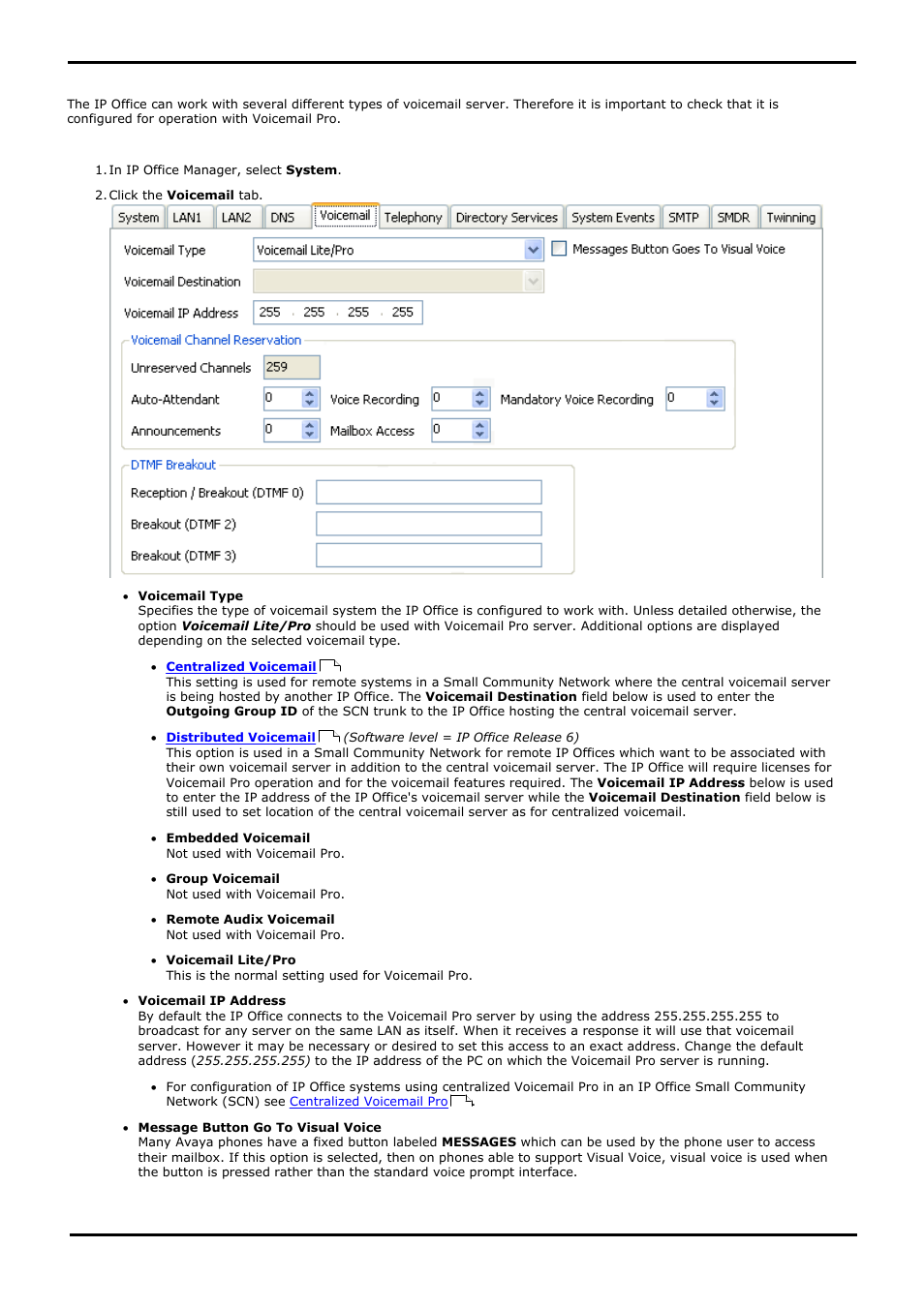System settings, 2 system settings | Avaya IP Office User Manual | Page 82 / 138