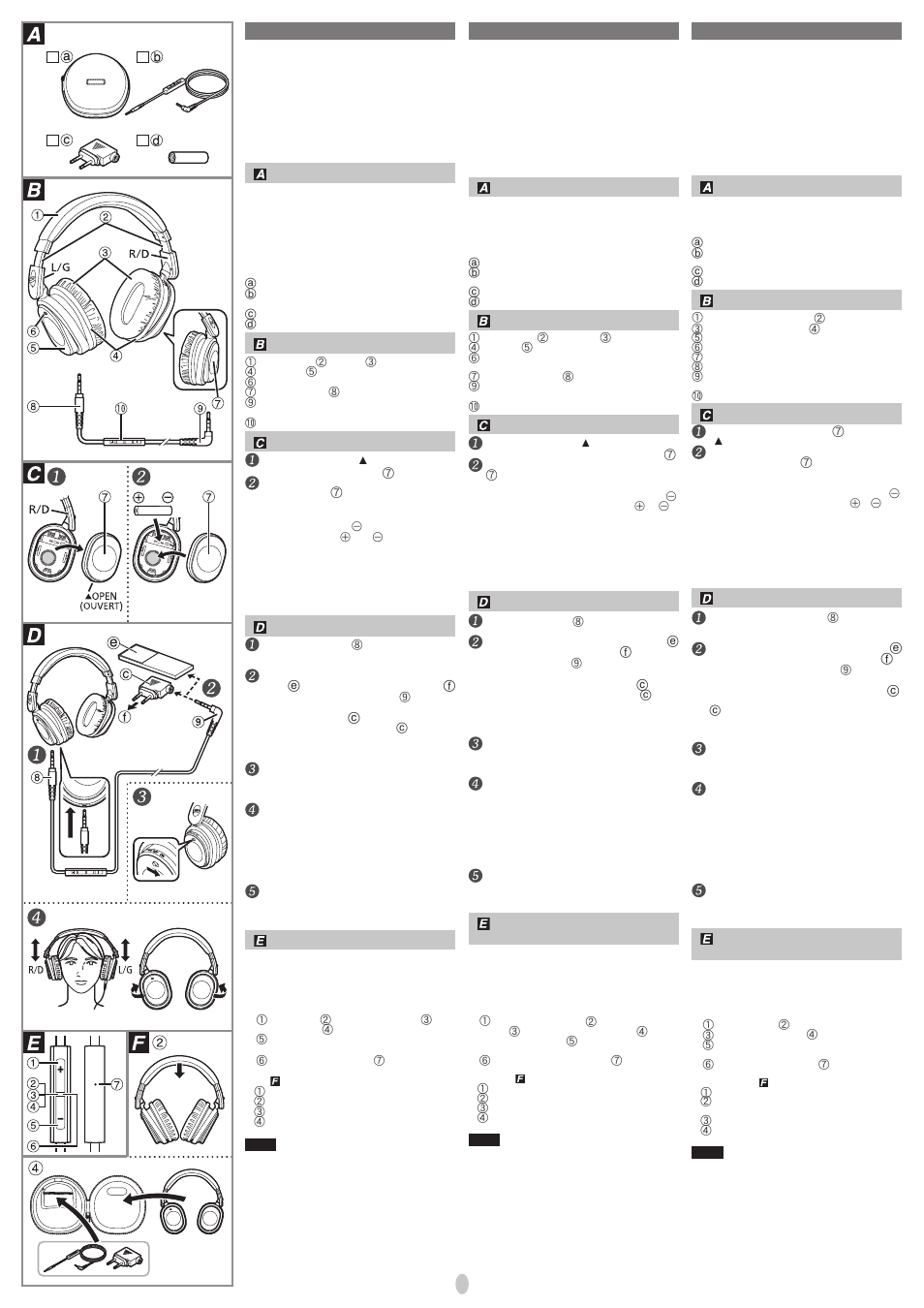 English français español, Supplied accessories, Names of the parts | Inserting the battery, Using the headphones, How to use the remote & mic, Accessoires fournis, Nomenclature, Insertion de la pile, Utilisation du casque | Panasonic RP-HC800-K User Manual | Page 2 / 4