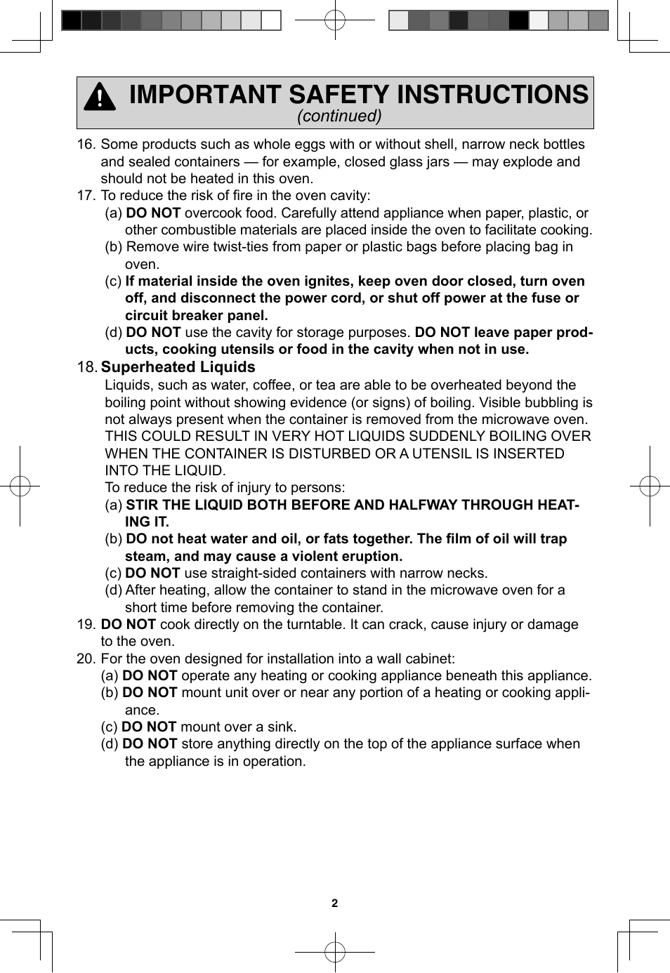 Important safety instructions, Continued) | Panasonic NN-SN773S User Manual | Page 4 / 32