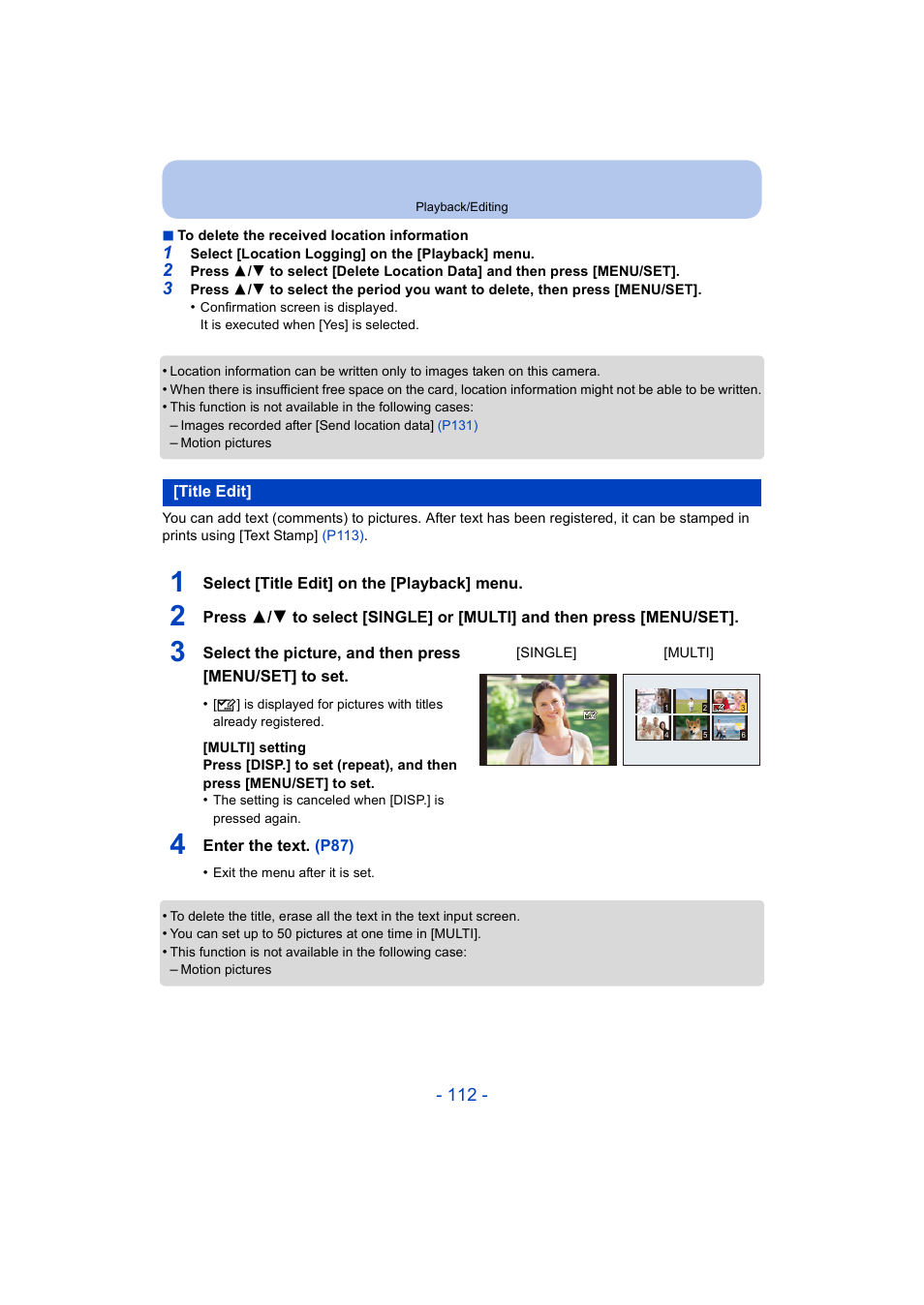 Title edit | Panasonic DMC-ZS35W User Manual | Page 112 / 186