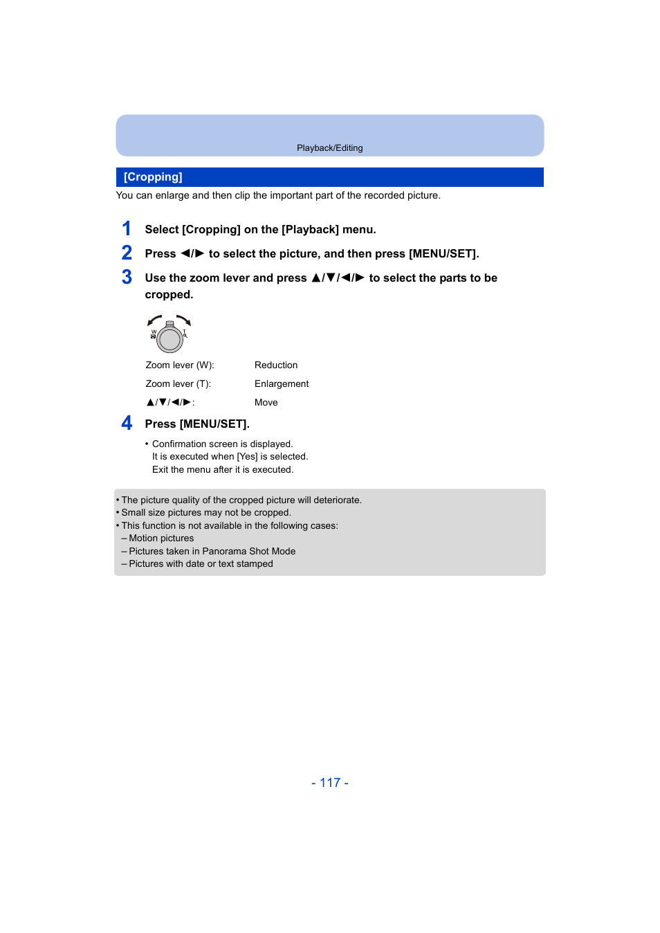 Cropping | Panasonic DMC-ZS35W User Manual | Page 117 / 186