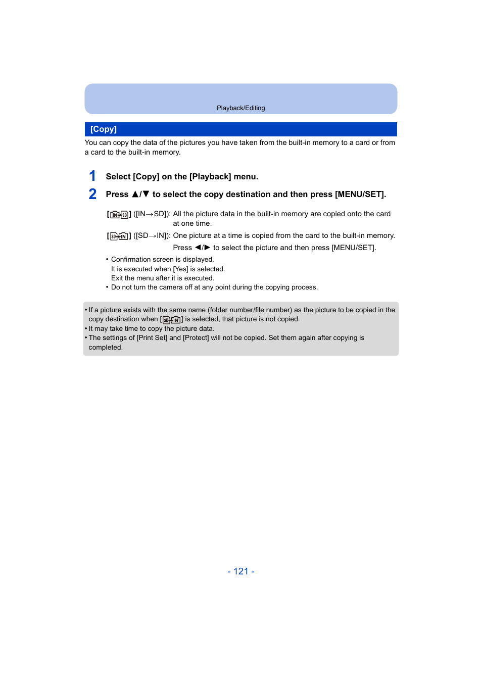 Copy | Panasonic DMC-ZS35W User Manual | Page 121 / 186