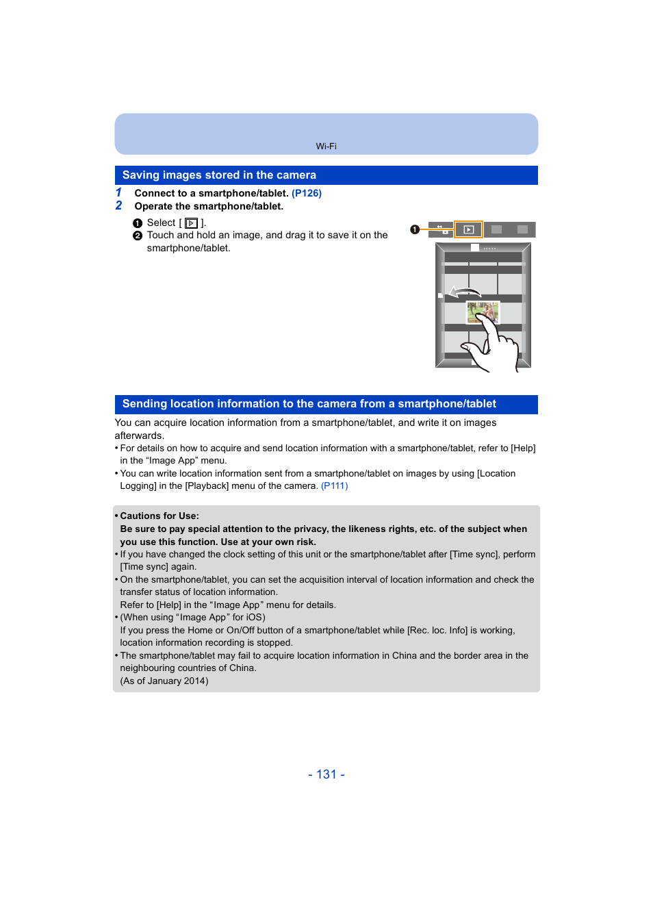 Saving images stored in the camera, P131) | Panasonic DMC-ZS35W User Manual | Page 131 / 186