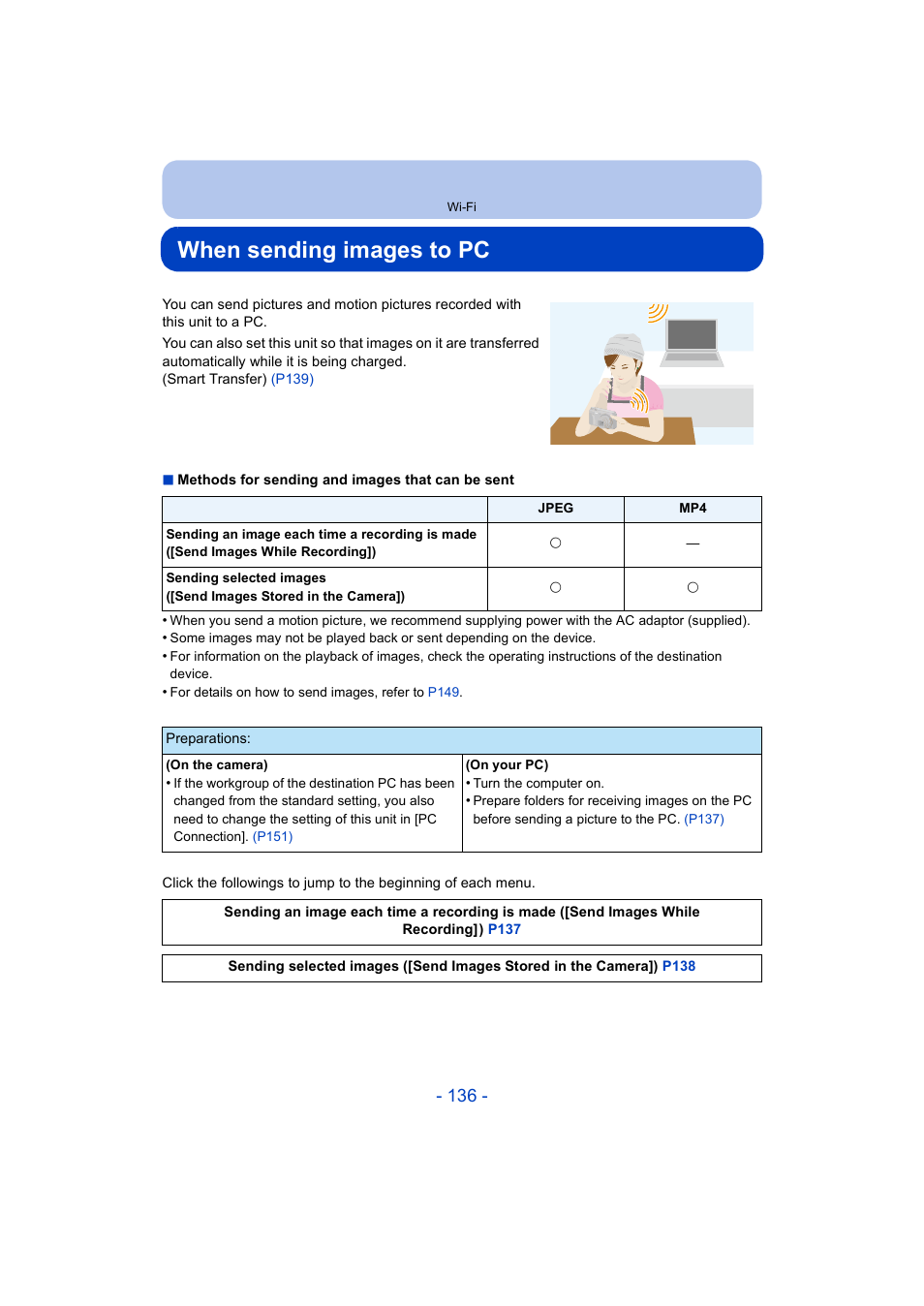 When sending images to pc | Panasonic DMC-ZS35W User Manual | Page 136 / 186