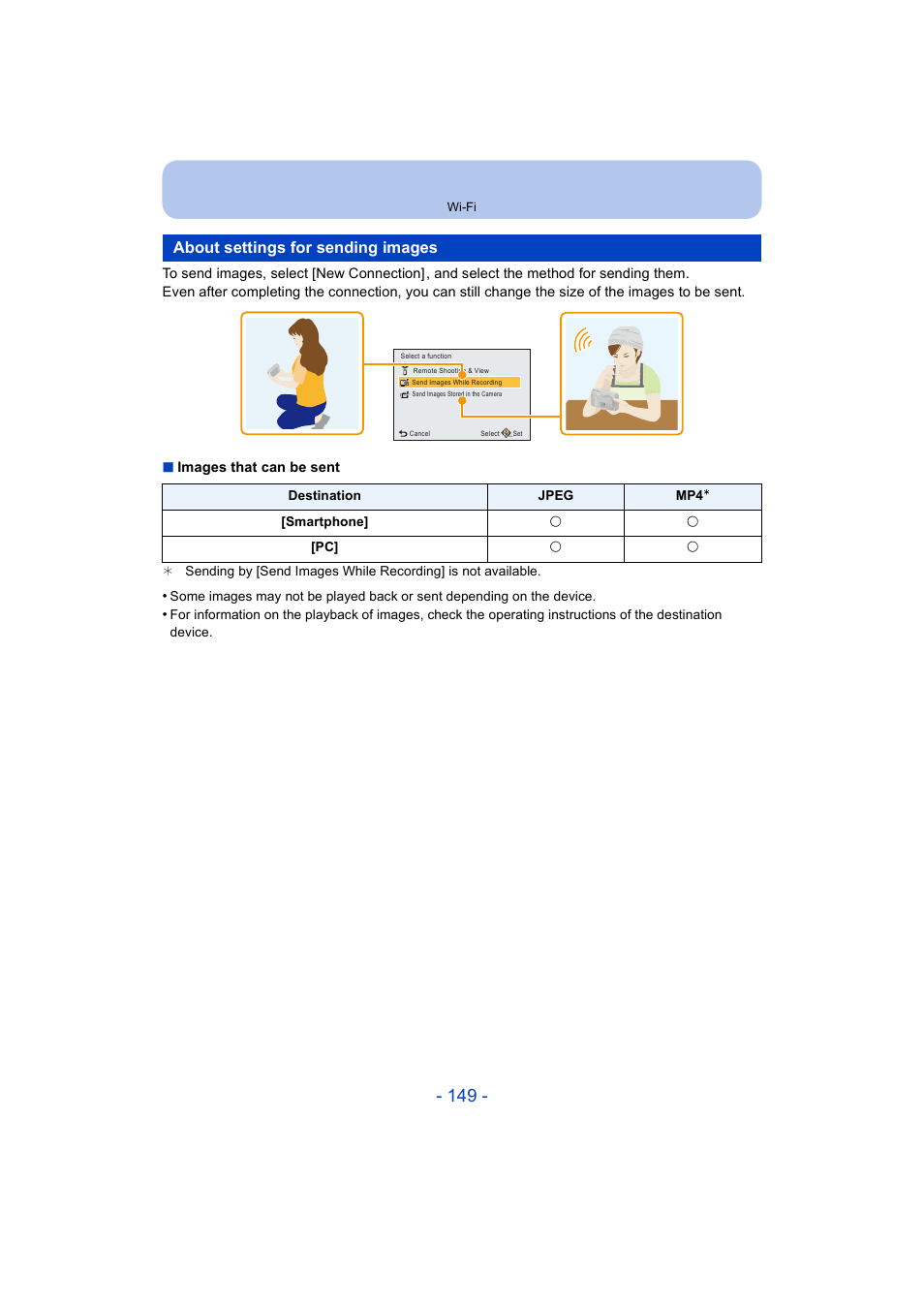 About settings for sending images, P149 | Panasonic DMC-ZS35W User Manual | Page 149 / 186