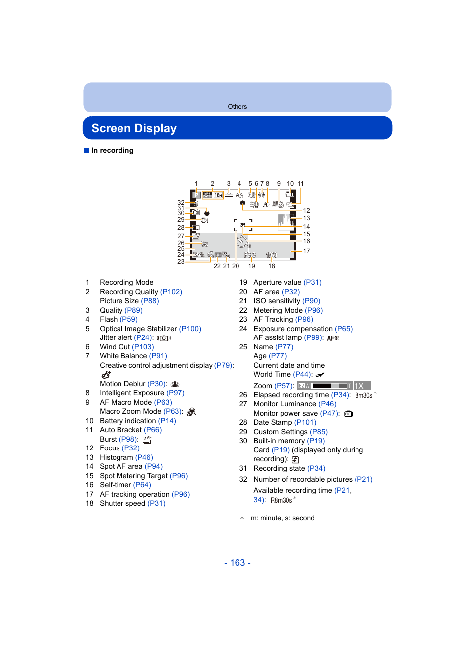 Others, Screen display | Panasonic DMC-ZS35W User Manual | Page 163 / 186