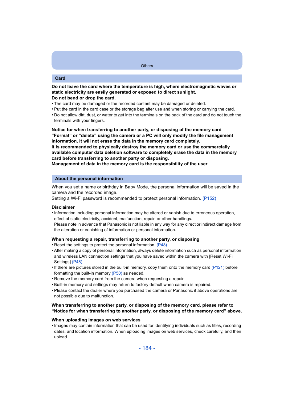Panasonic DMC-ZS35W User Manual | Page 184 / 186