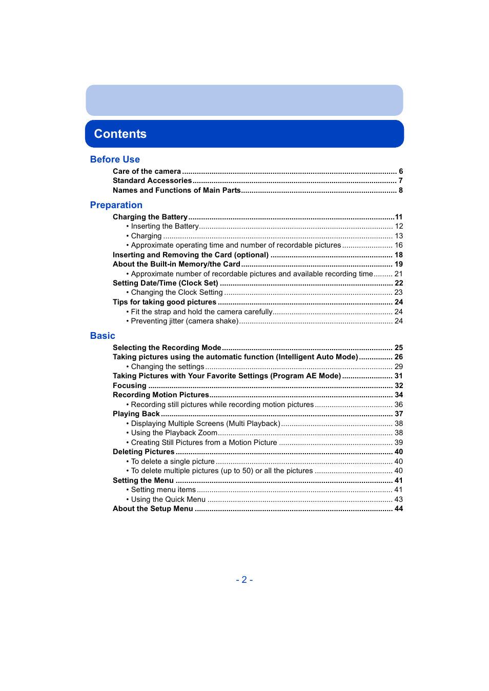Panasonic DMC-ZS35W User Manual | Page 2 / 186