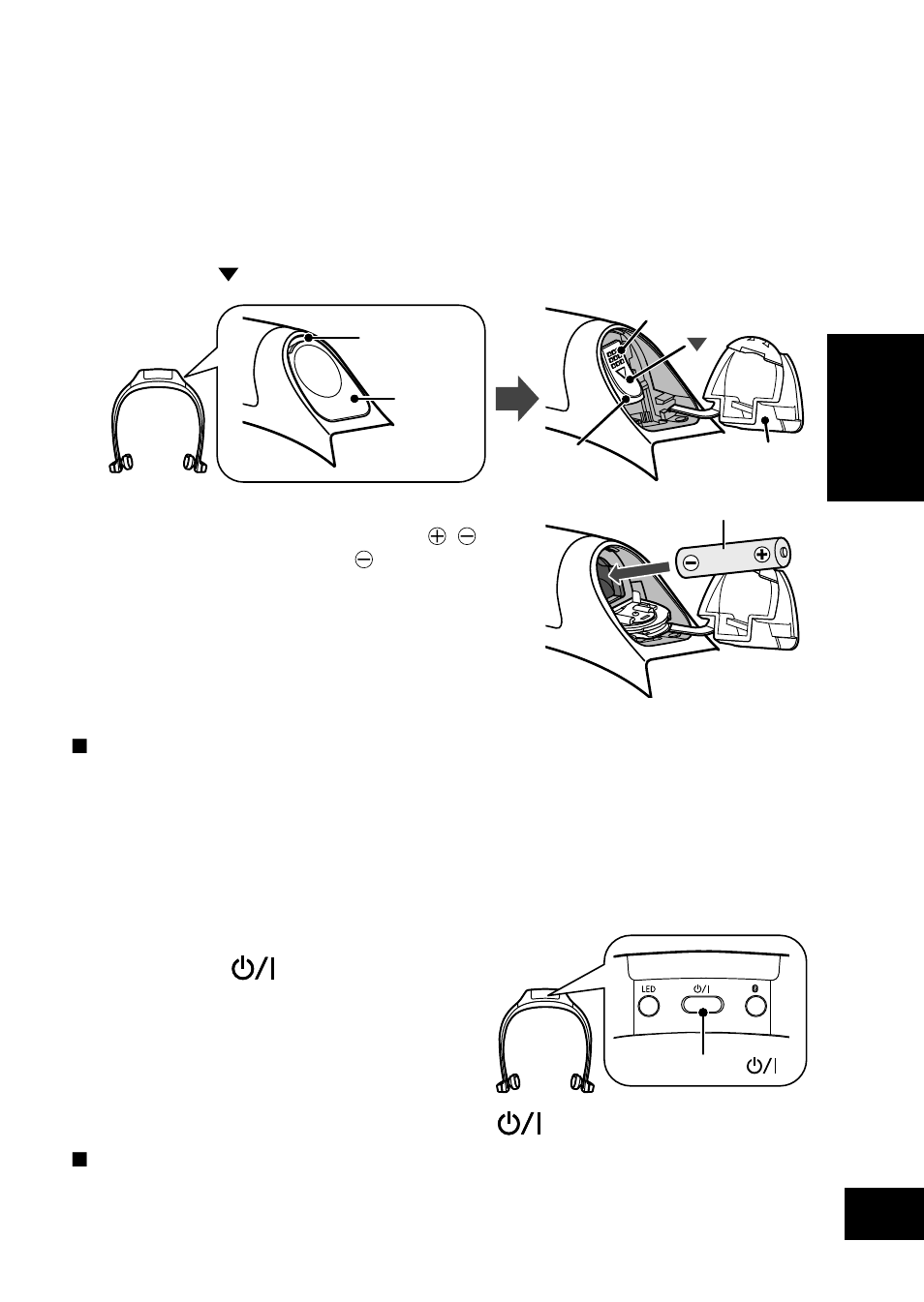 Insertion d’une pile, Mise sous/hors tension, Français | Panasonic RP-BTGS10-K User Manual | Page 31 / 92