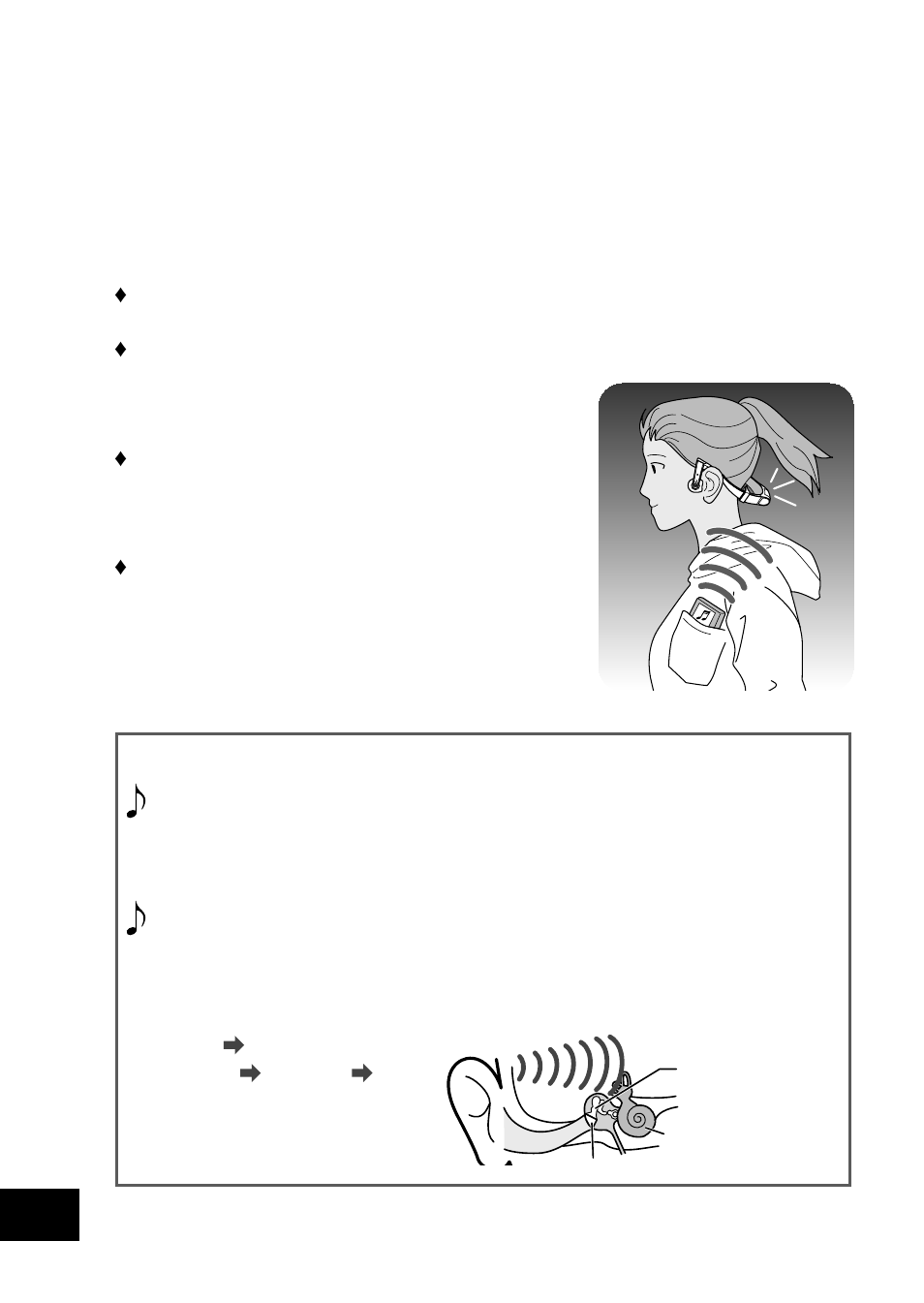 Características clave, Qué son los auriculares de conducción ósea | Panasonic RP-BTGS10-K User Manual | Page 48 / 92