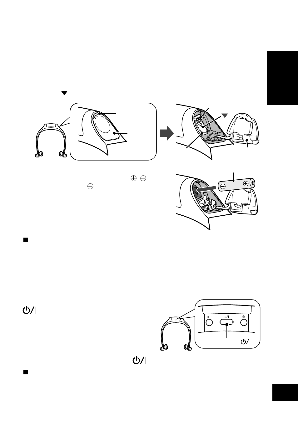 Inserting a battery, Turning the power on/off, English | Panasonic RP-BTGS10-K User Manual | Page 7 / 92