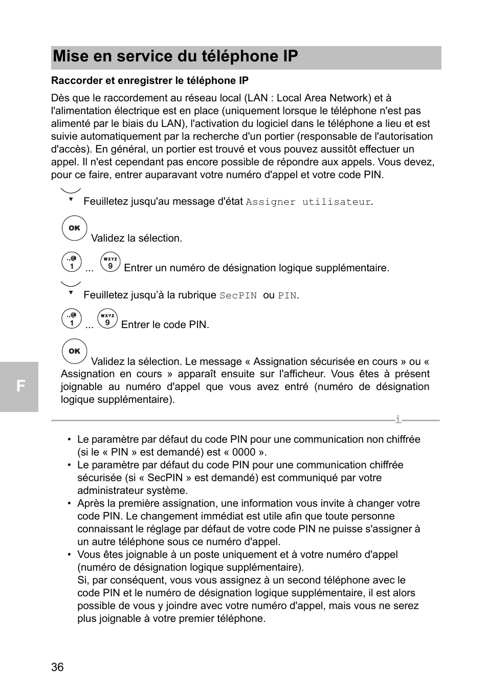 Raccorder et enregistrer le téléphone ip, Mise en service du téléphone ip | Avaya one-X 1603 User Manual | Page 36 / 64