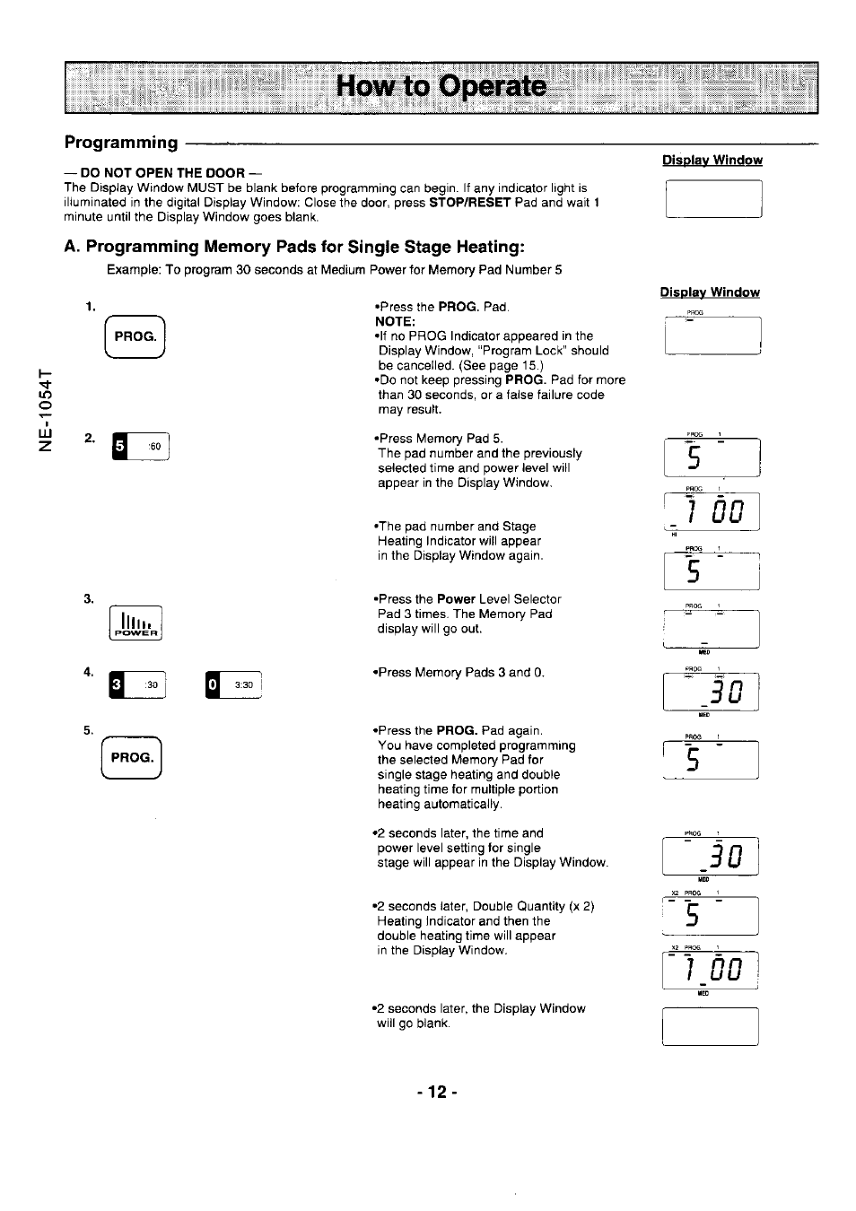 Programming, 1 do, How to operate | 1 d o | Panasonic NE-1054F User Manual | Page 12 / 20