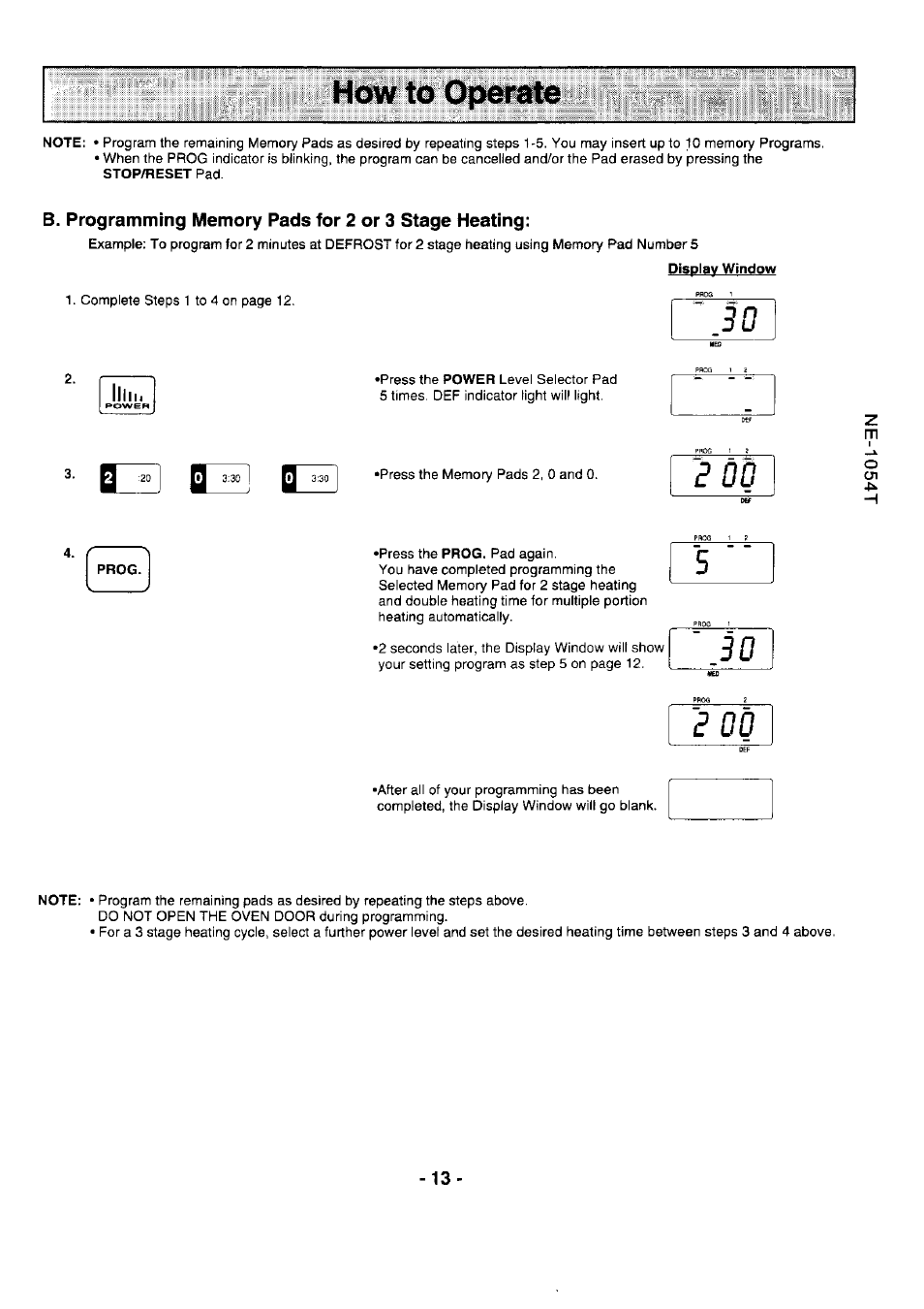 How to operate | Panasonic NE-1054F User Manual | Page 13 / 20