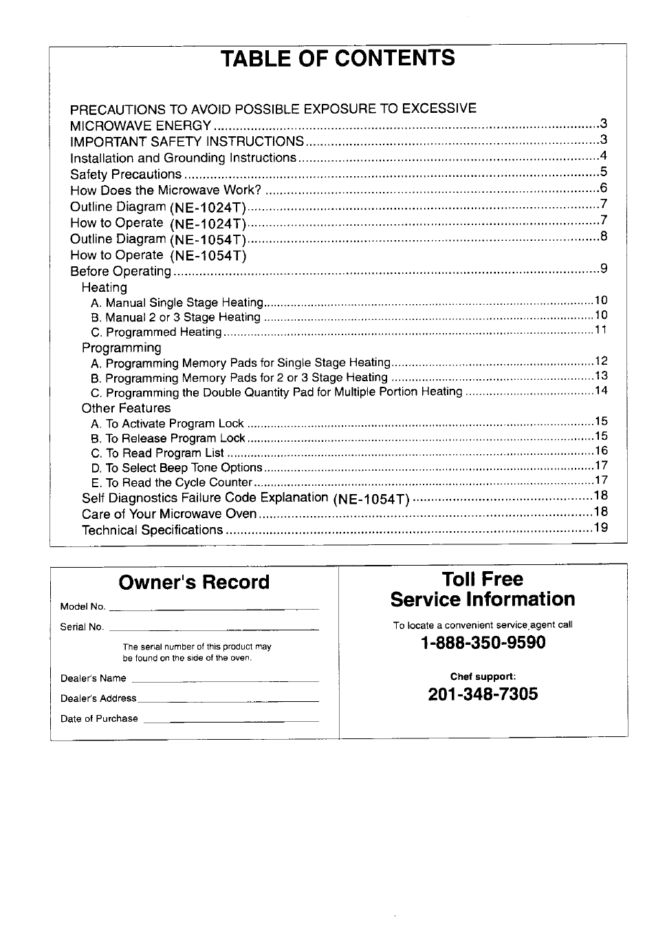 Panasonic NE-1054F User Manual | Page 2 / 20