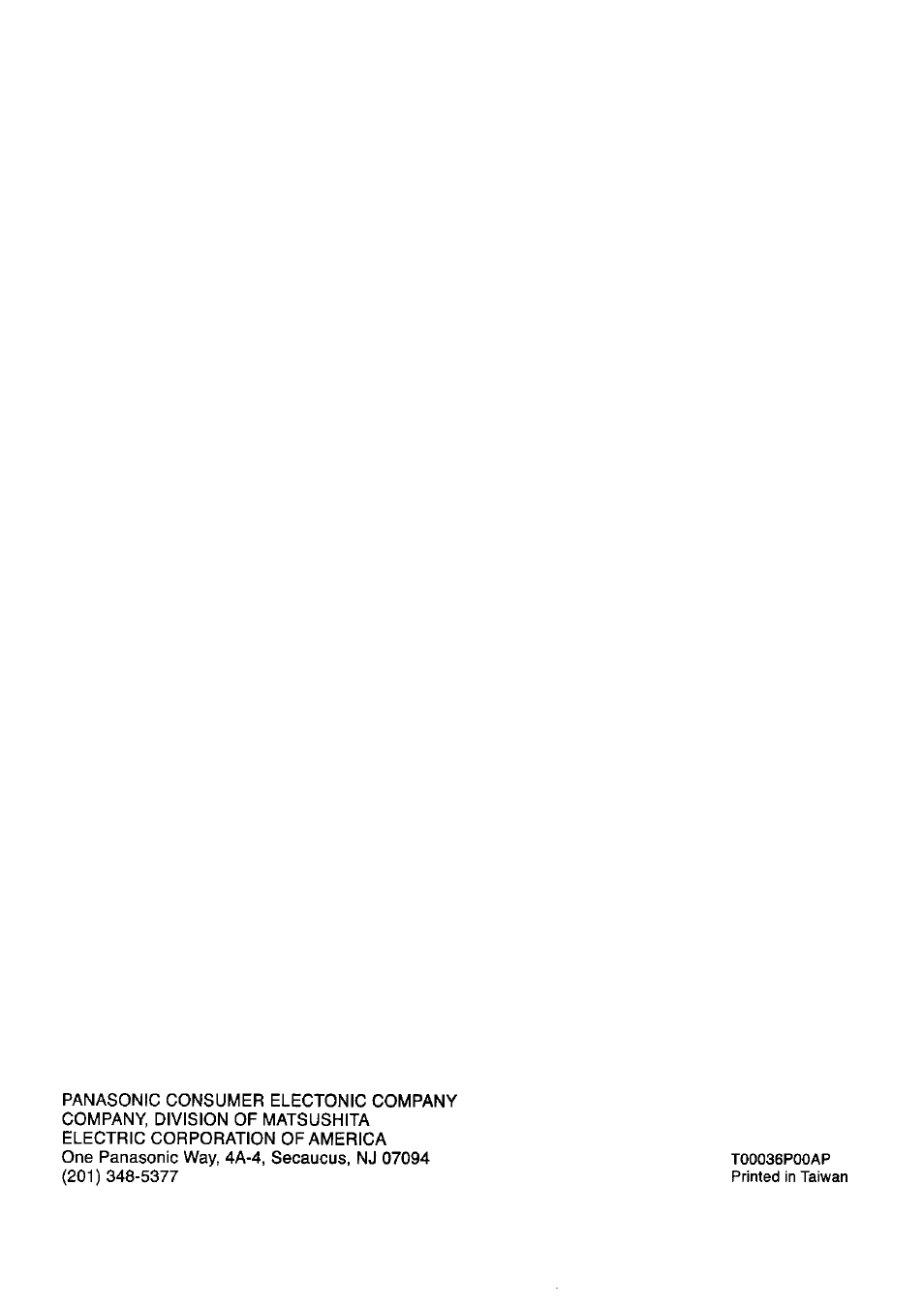 Panasonic NE-1054F User Manual | Page 20 / 20