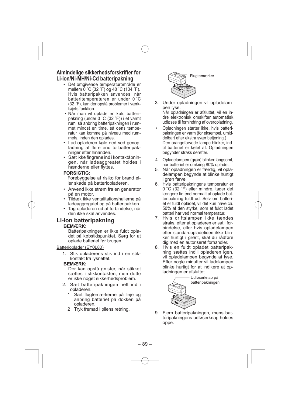 Li-ion batteripakning | Panasonic EY7880LP2S User Manual | Page 89 / 160