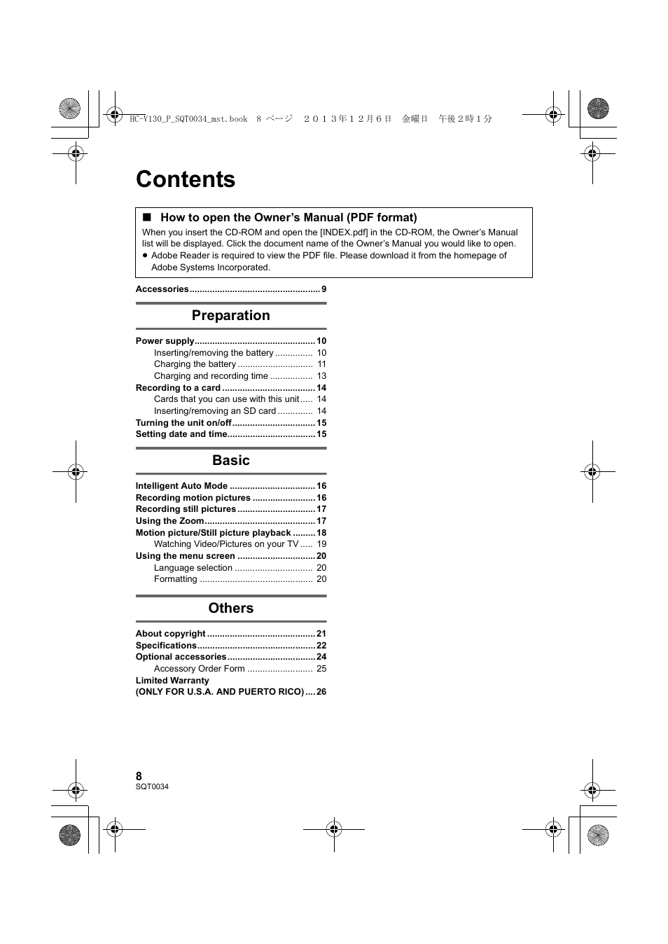 Panasonic HC-V130K User Manual | Page 8 / 28