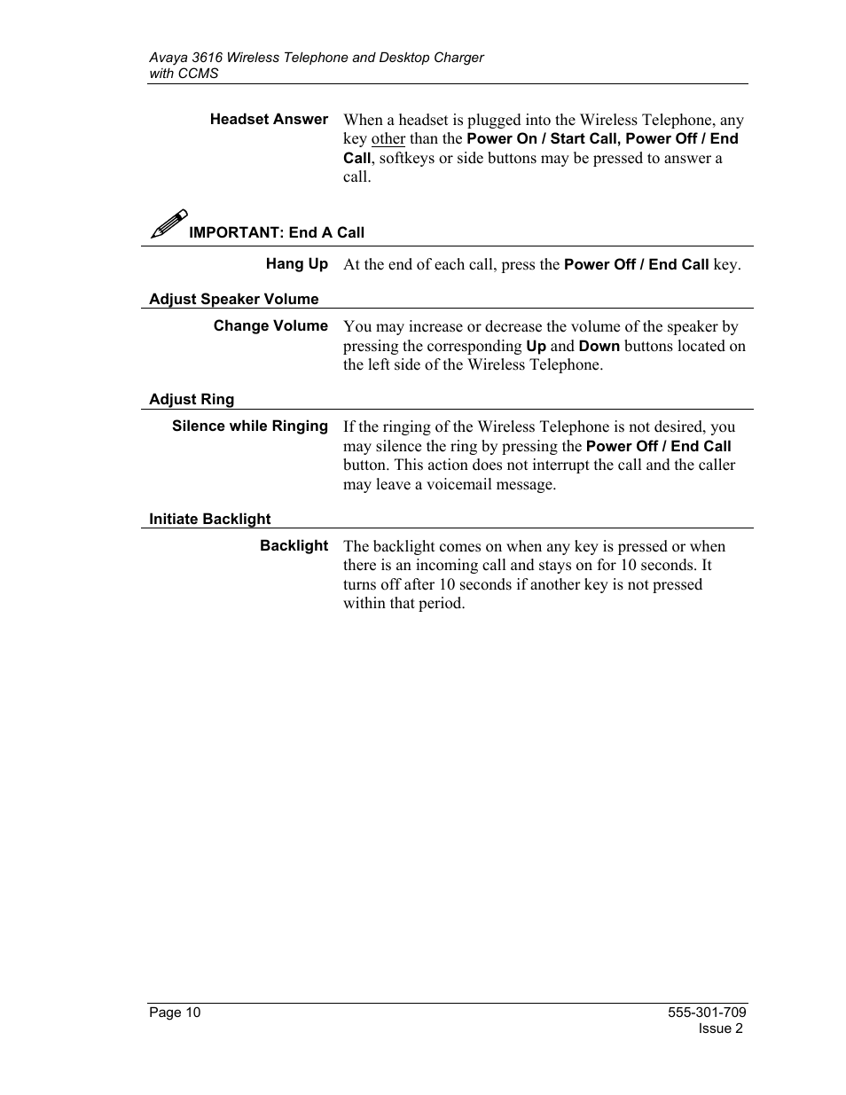 Avaya 3616 User Manual | Page 10 / 22