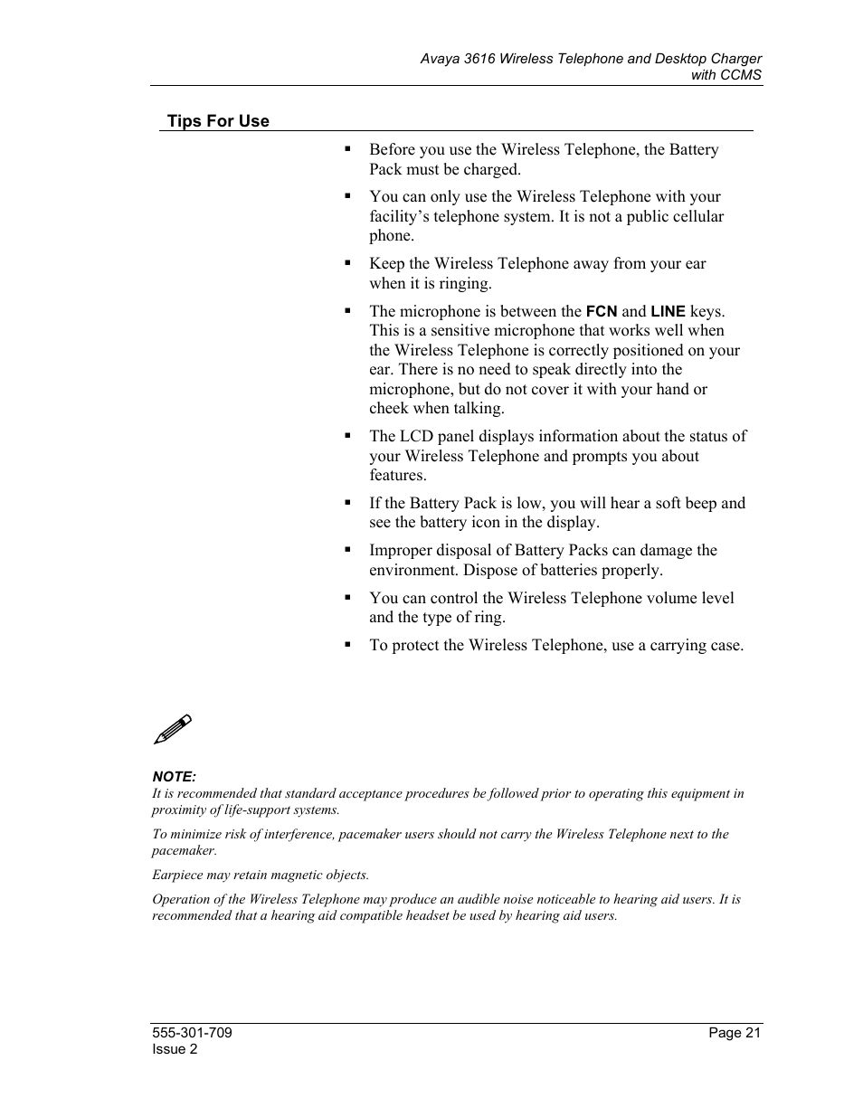 Tips for use | Avaya 3616 User Manual | Page 21 / 22