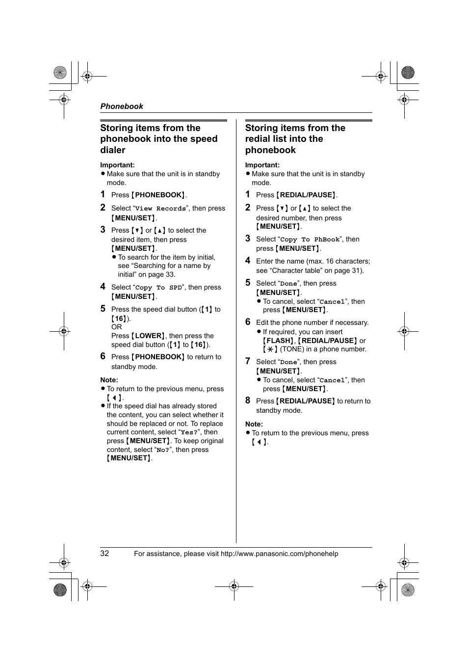 Panasonic KX-TS4200B User Manual | Page 32 / 68