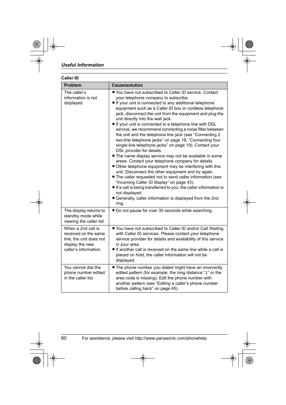 Panasonic KX-TS4200B User Manual | Page 60 / 68