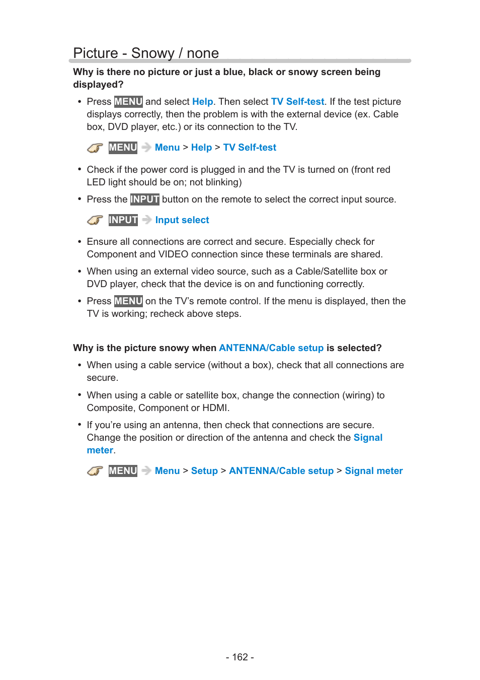 Picture - snowy / none | Panasonic TC-60AS650U User Manual | Page 162 / 184