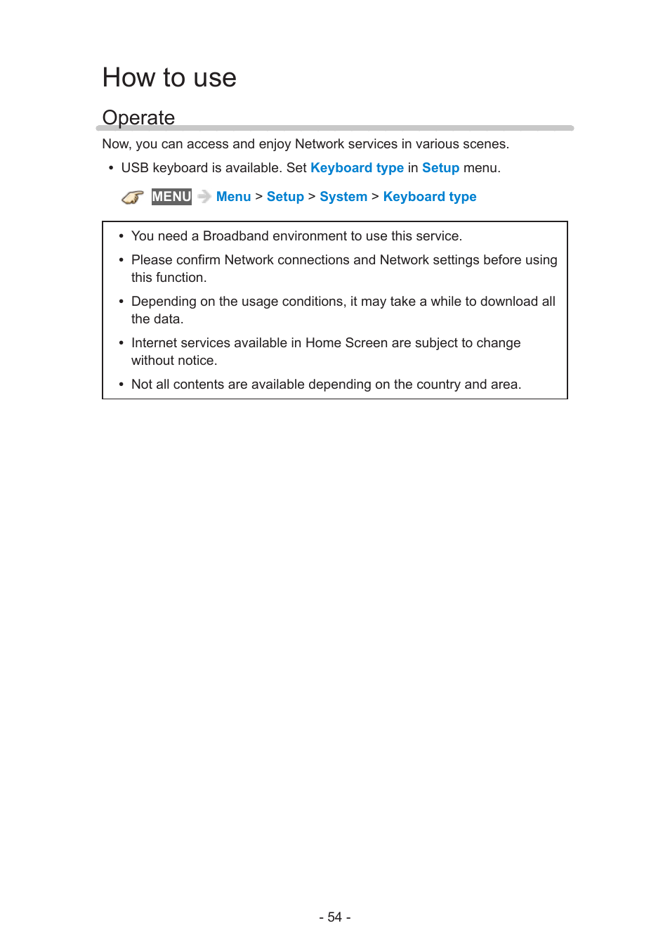 How to use, Operate, Operate 54 | Panasonic TC-60AS650U User Manual | Page 54 / 184