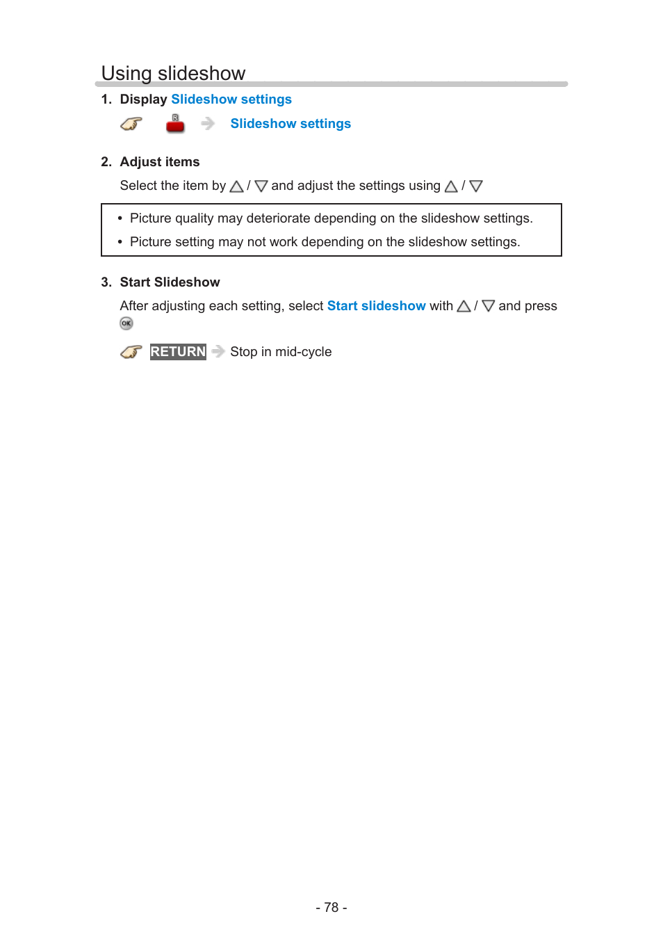 Using slideshow | Panasonic TC-60AS650U User Manual | Page 78 / 184