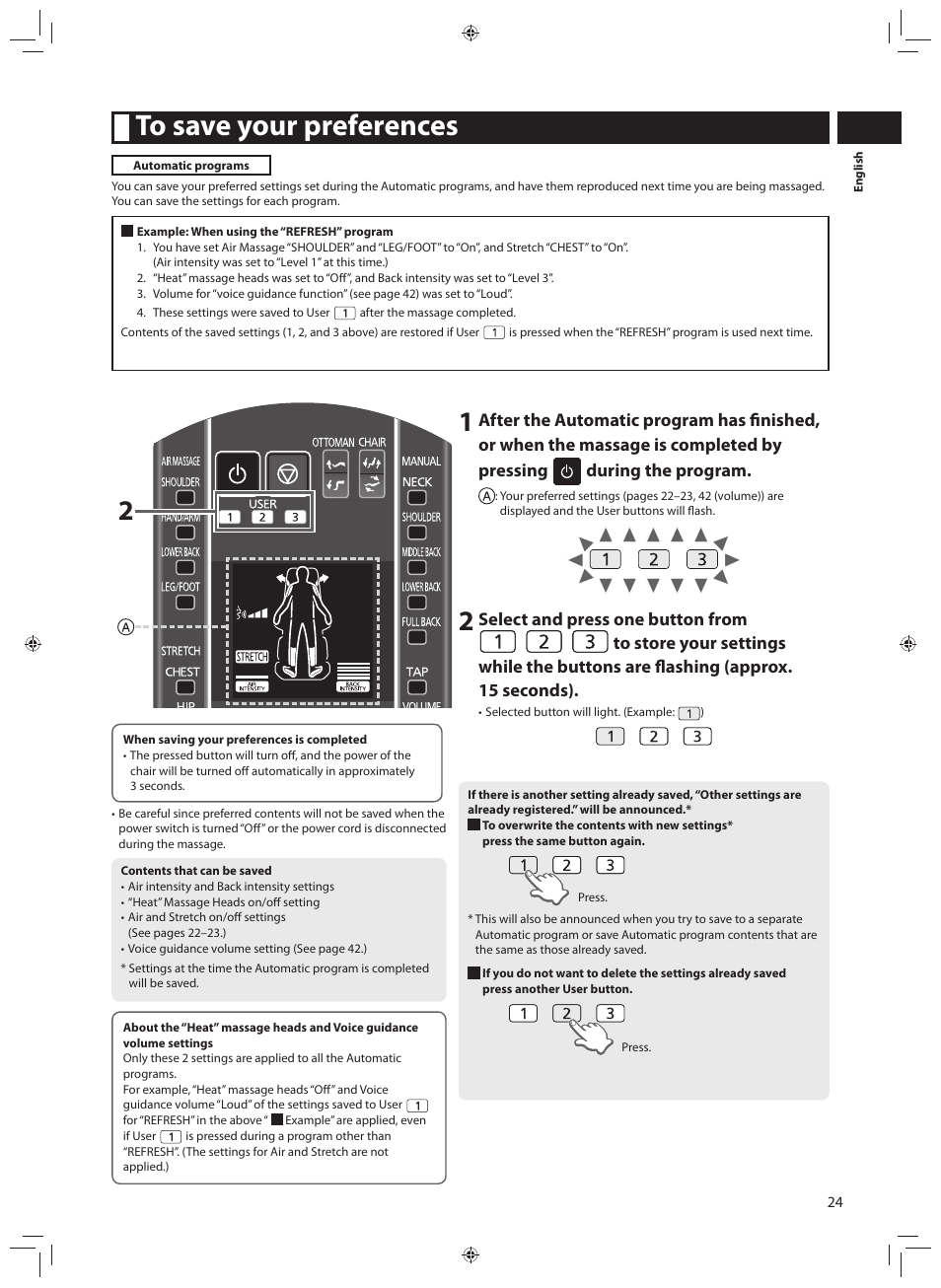 To save your preferences | Panasonic EP-MA70CX User Manual | Page 25 / 48