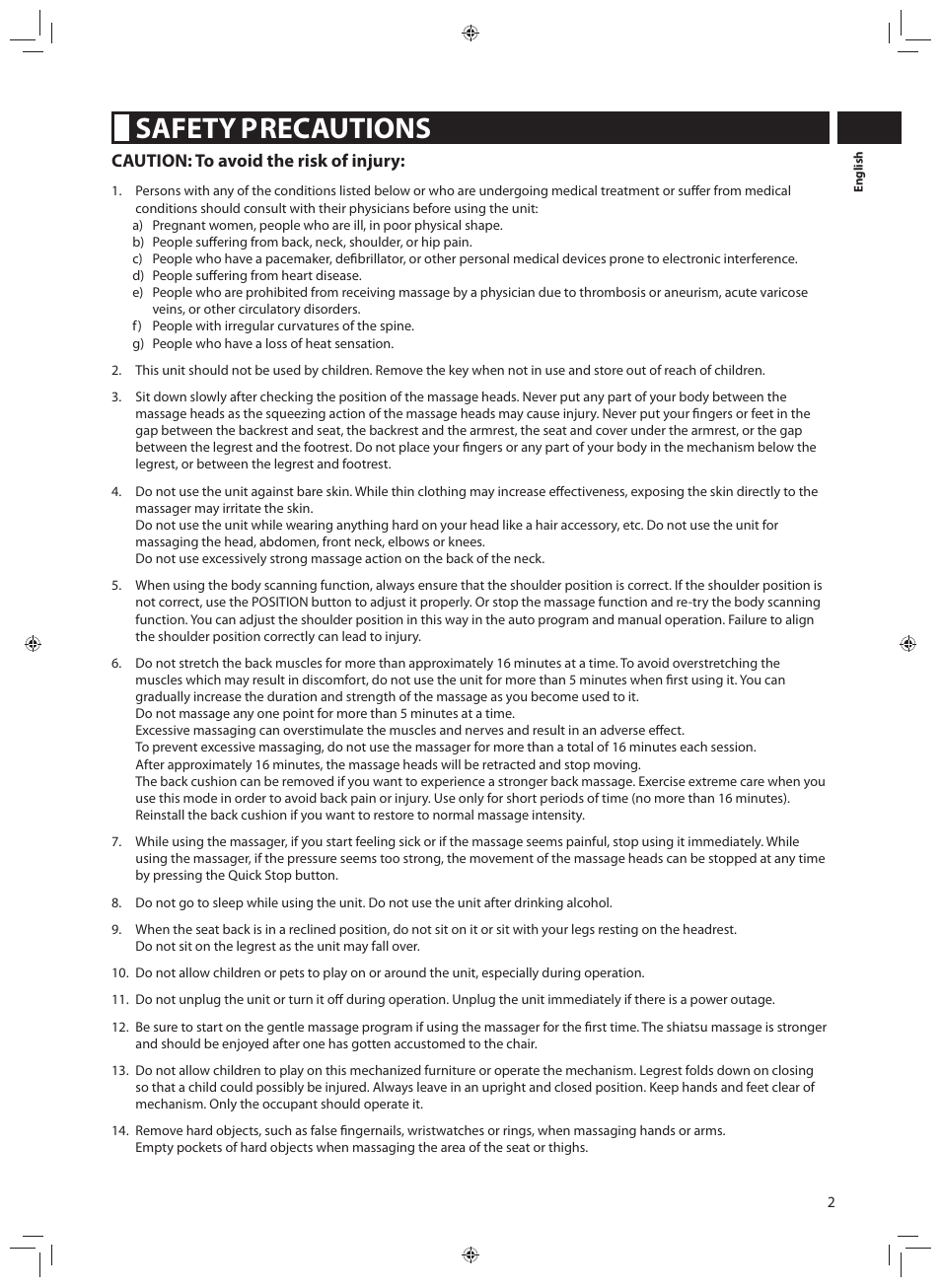 Safety precautions | Panasonic EP-MA70CX User Manual | Page 3 / 48