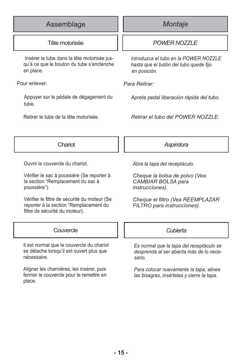 Montaje assemblage | Panasonic MC-CG917 User Manual | Page 15 / 64