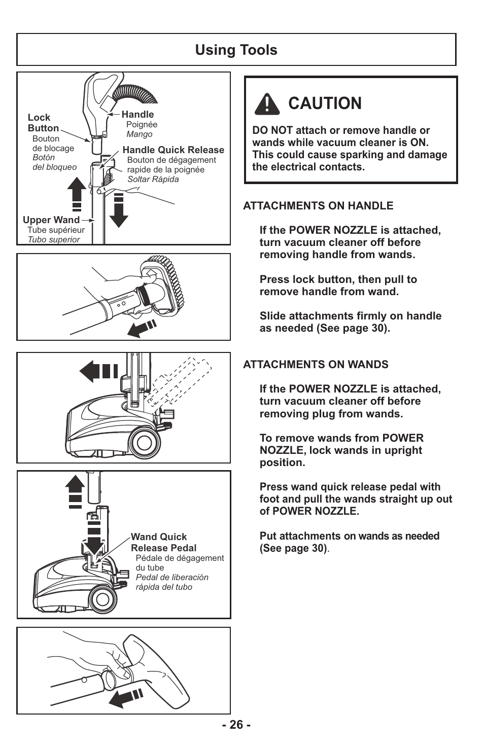 Caution, Using tools | Panasonic MC-CG917 User Manual | Page 26 / 64