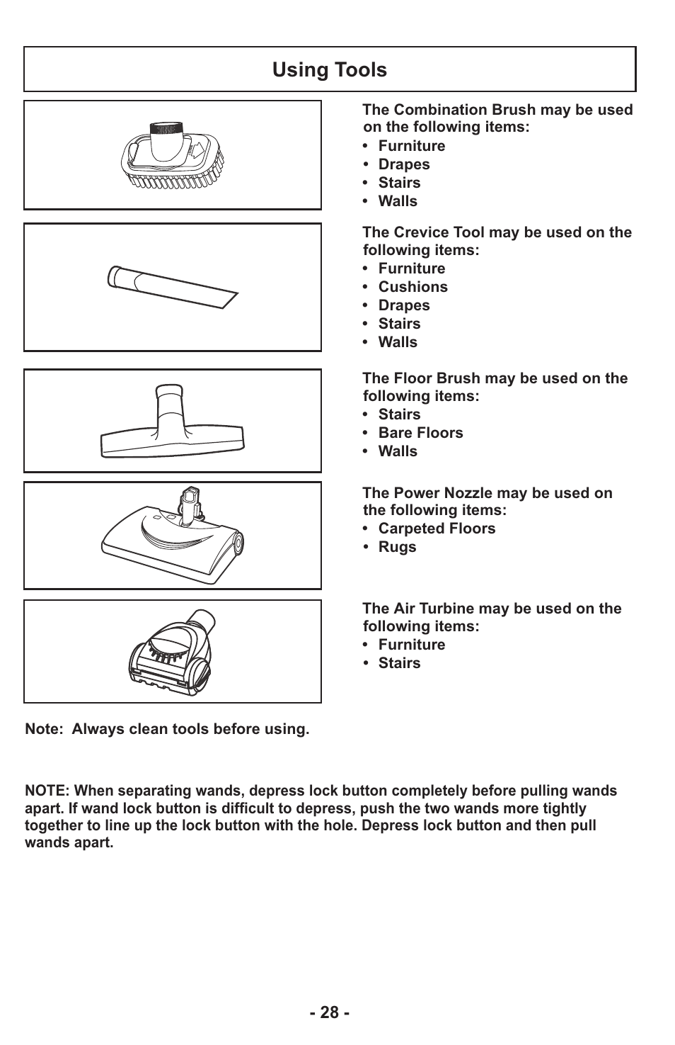 Using tools | Panasonic MC-CG917 User Manual | Page 28 / 64