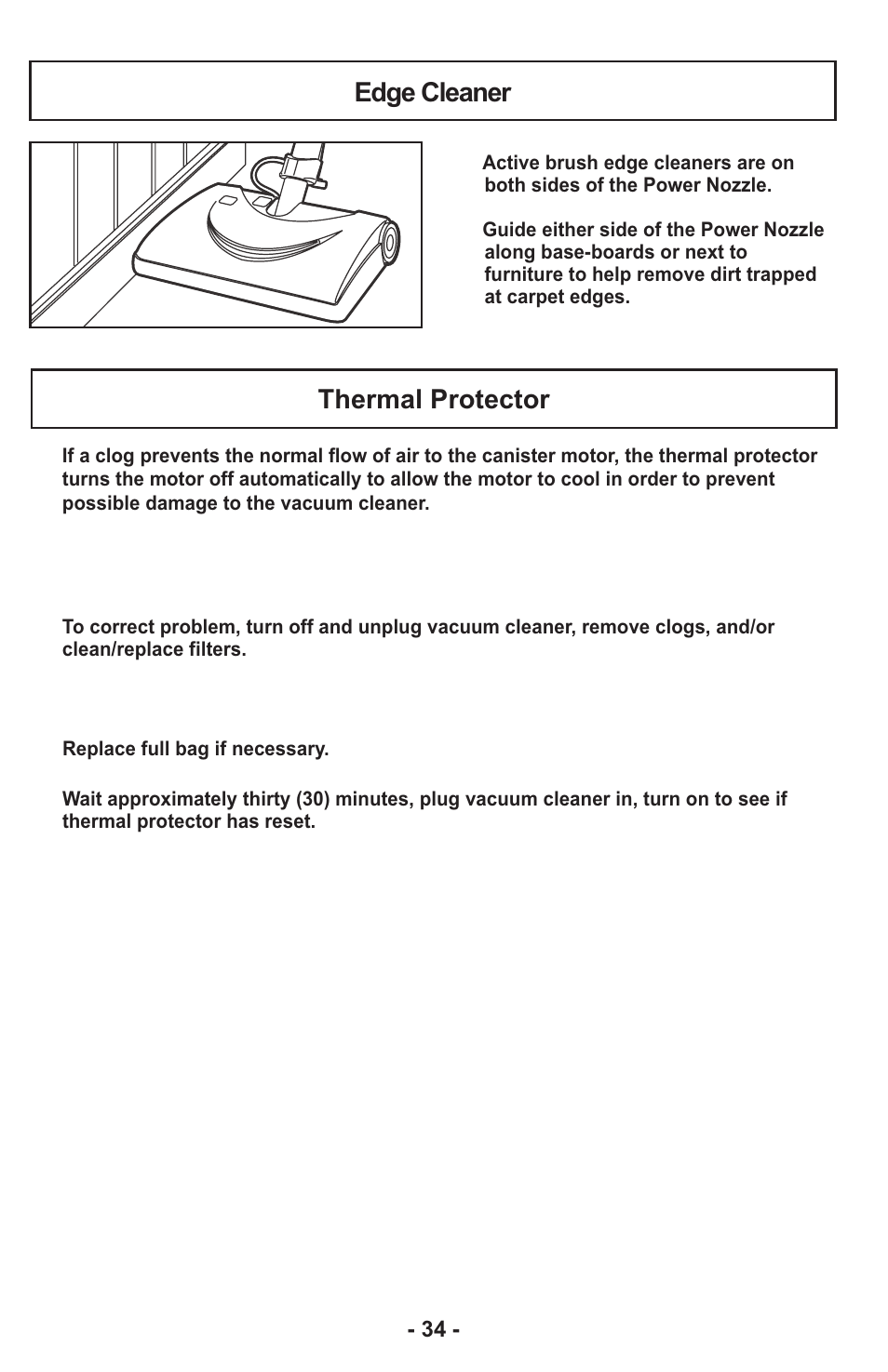 Edge cleaner, Thermal protector | Panasonic MC-CG917 User Manual | Page 34 / 64