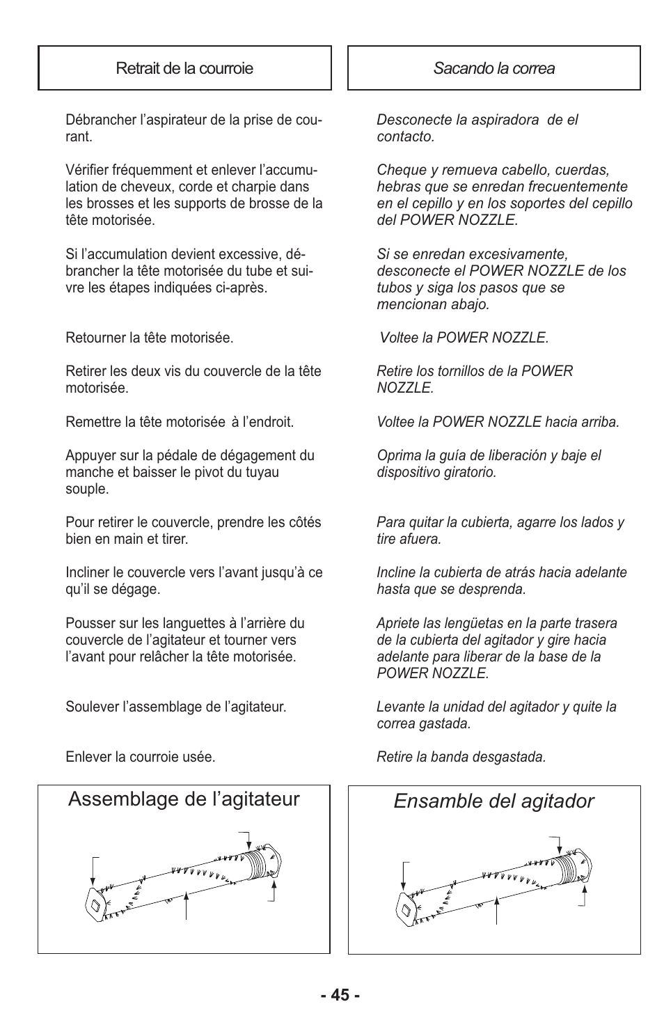 Assemblage de l’agitateur, Ensamble del agitador | Panasonic MC-CG917 User Manual | Page 45 / 64